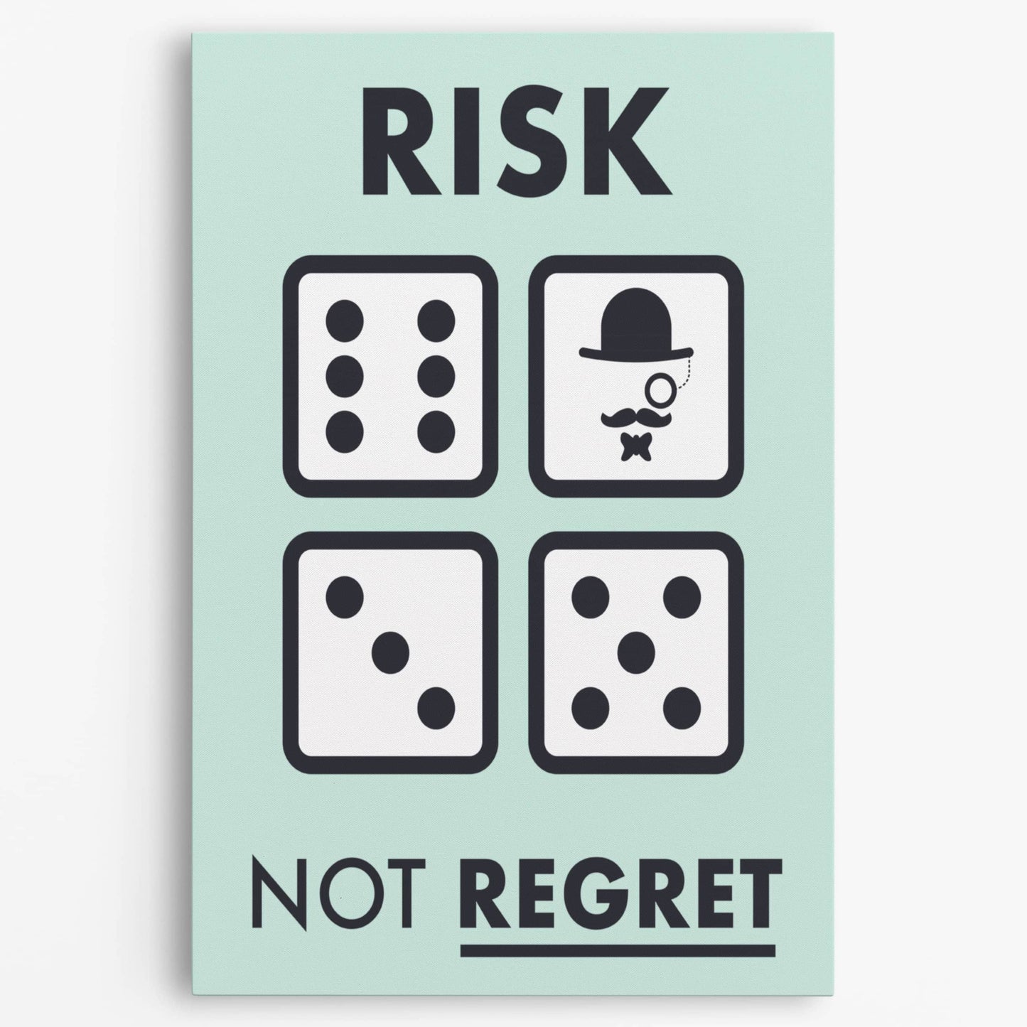 RYCANVAS Risk not Regret Motivational Canvas Wall Art - Office Millionaire Pop Art Alec Monopoly Decor