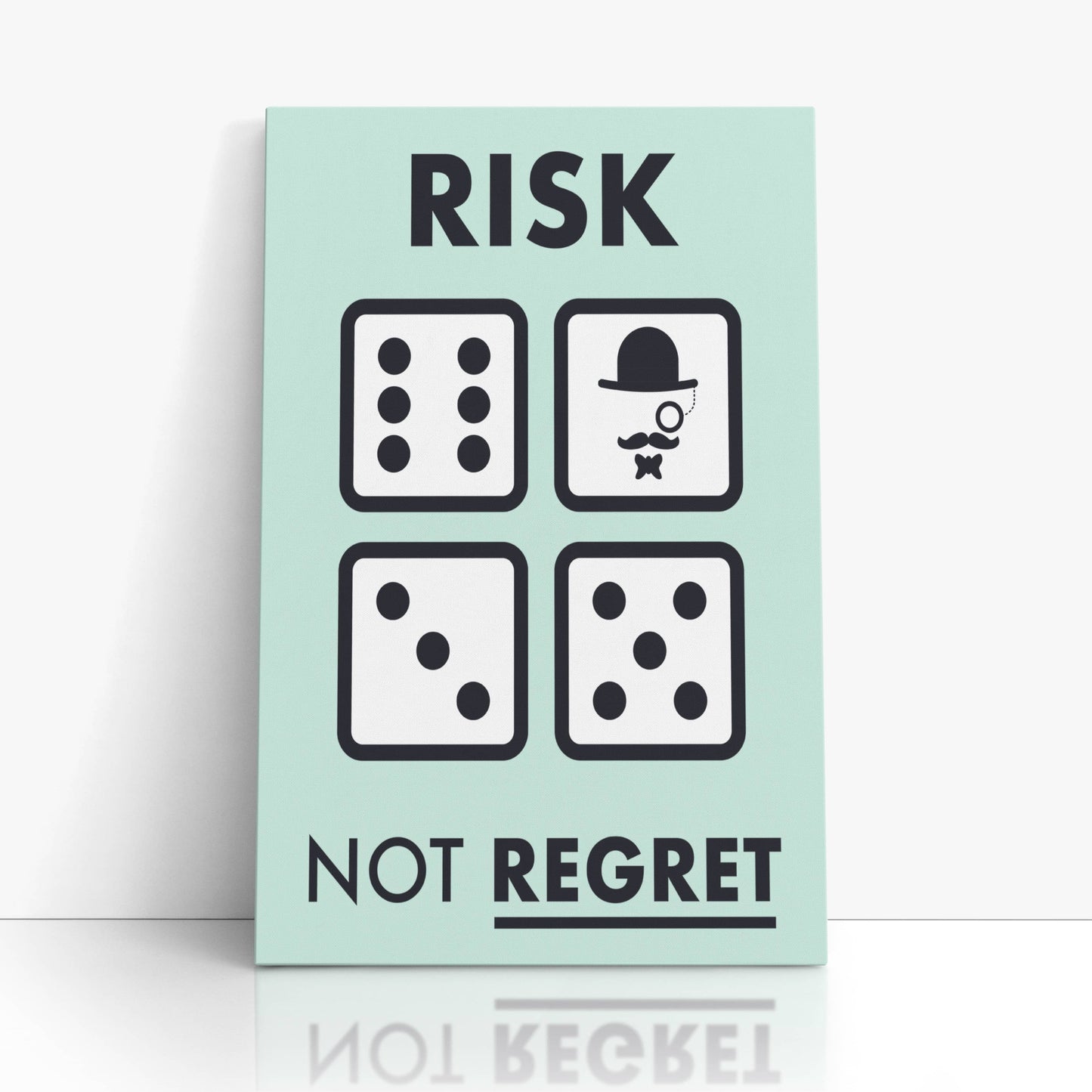 RYCANVAS Risk not Regret Motivational Canvas Wall Art - Office Millionaire Pop Art Alec Monopoly Decor