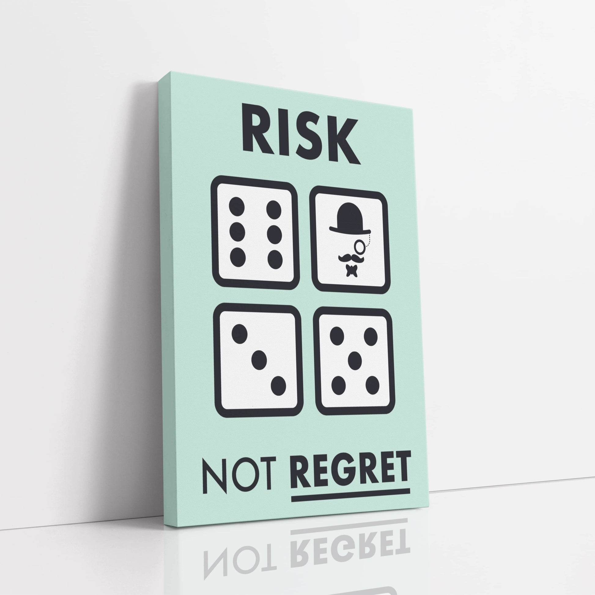 RYCANVAS Risk not Regret Motivational Canvas Wall Art - Office Millionaire Pop Art Alec Monopoly Decor