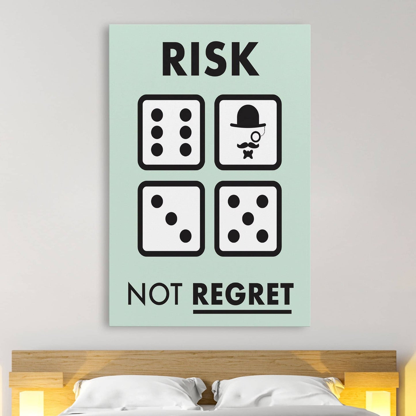 RYCANVAS Risk not Regret Motivational Canvas Wall Art - Office Millionaire Pop Art Alec Monopoly Decor