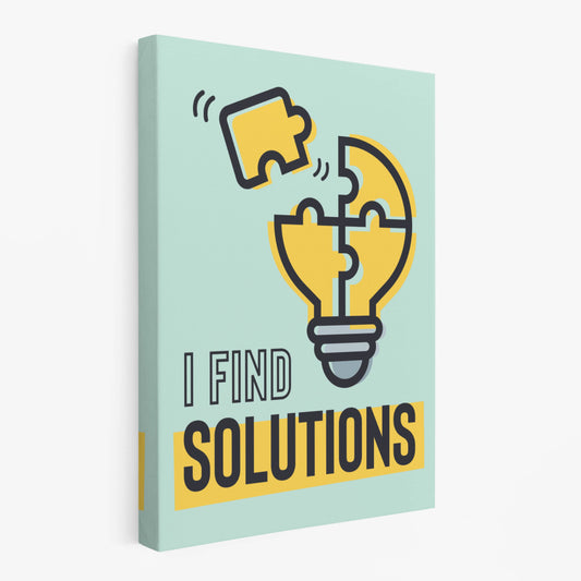 RYCANVAS I Find Solutions Motivational Canvas Wall Art - Office Millionaire Pop Art Alec Monopoly Decor