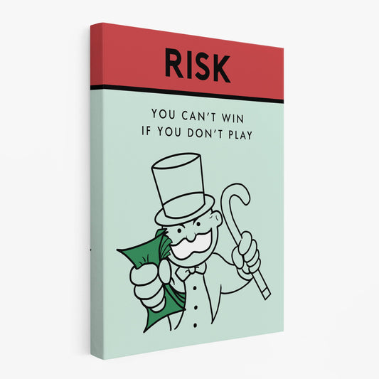 RYCANVAS Risk You Can't Win If You Don't Play Motivational Canvas Wall Art - Office Millionaire Pop Art Alec Monopoly Decor