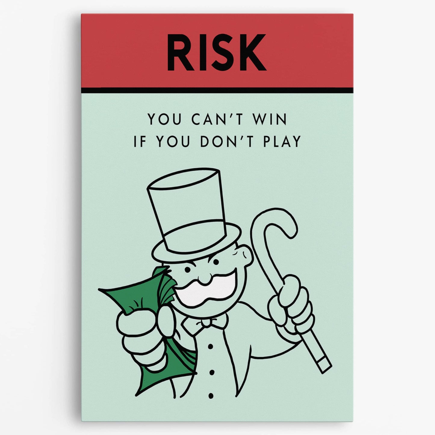 RYCANVAS Risk You Can't Win If You Don't Play Motivational Canvas Wall Art - Office Millionaire Pop Art Alec Monopoly Decor