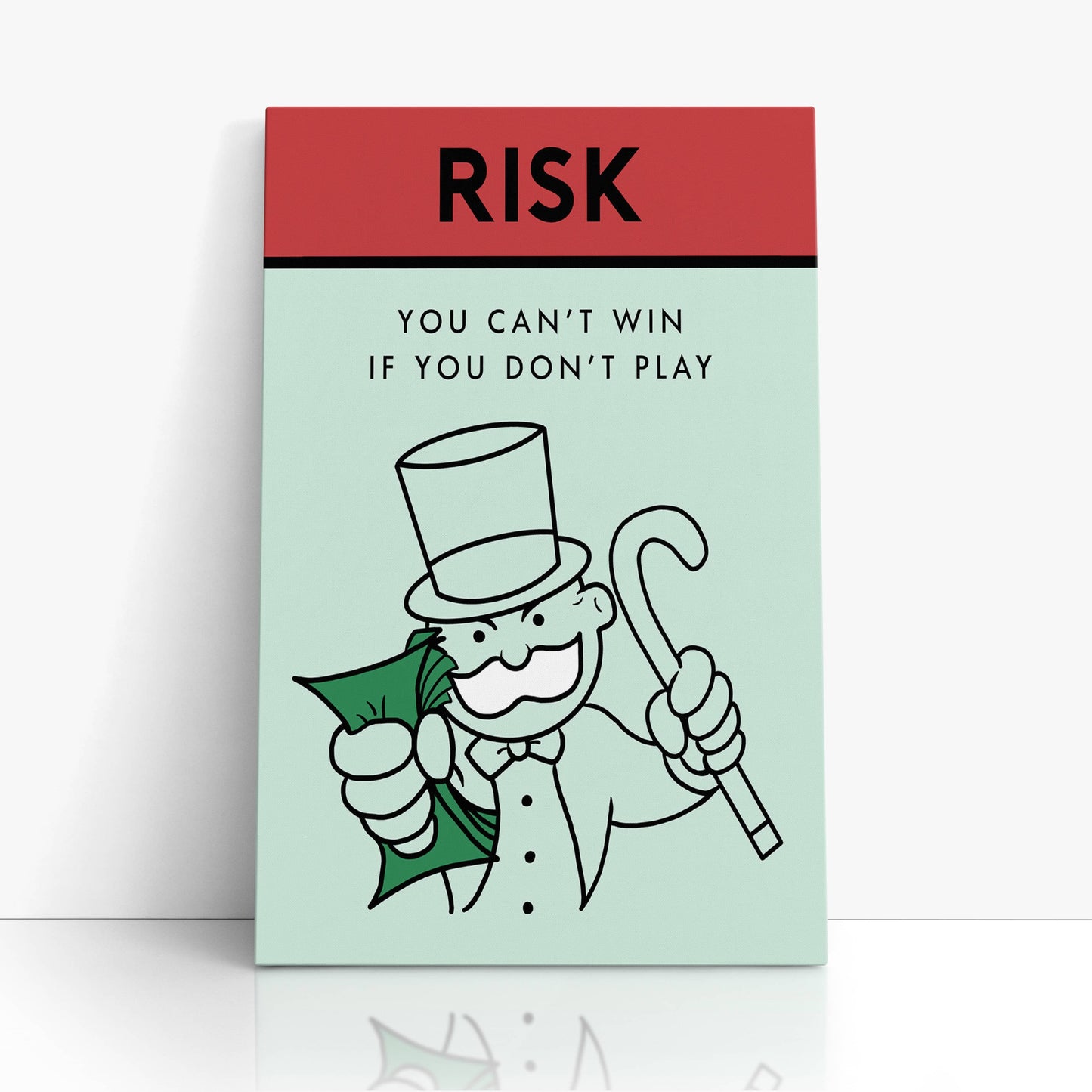 RYCANVAS Risk You Can't Win If You Don't Play Motivational Canvas Wall Art - Office Millionaire Pop Art Alec Monopoly Decor