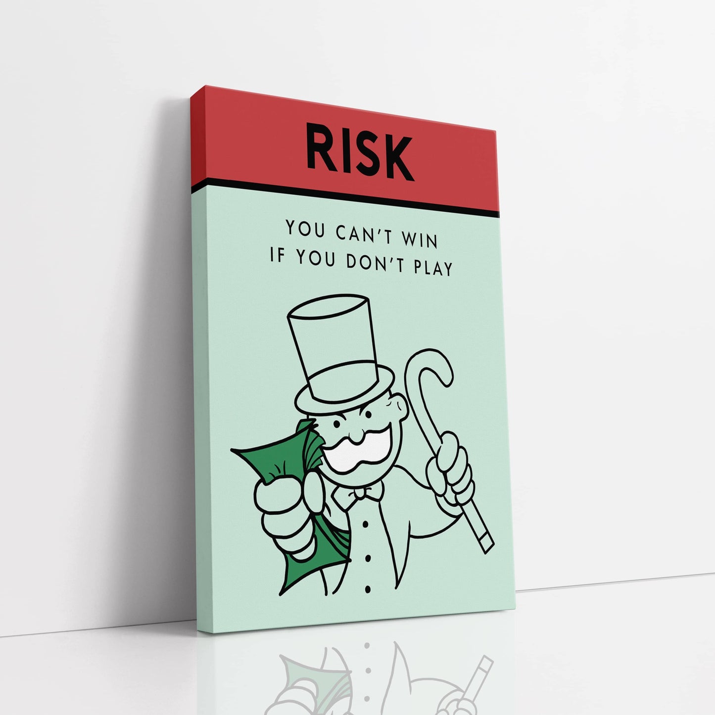 RYCANVAS Risk You Can't Win If You Don't Play Motivational Canvas Wall Art - Office Millionaire Pop Art Alec Monopoly Decor