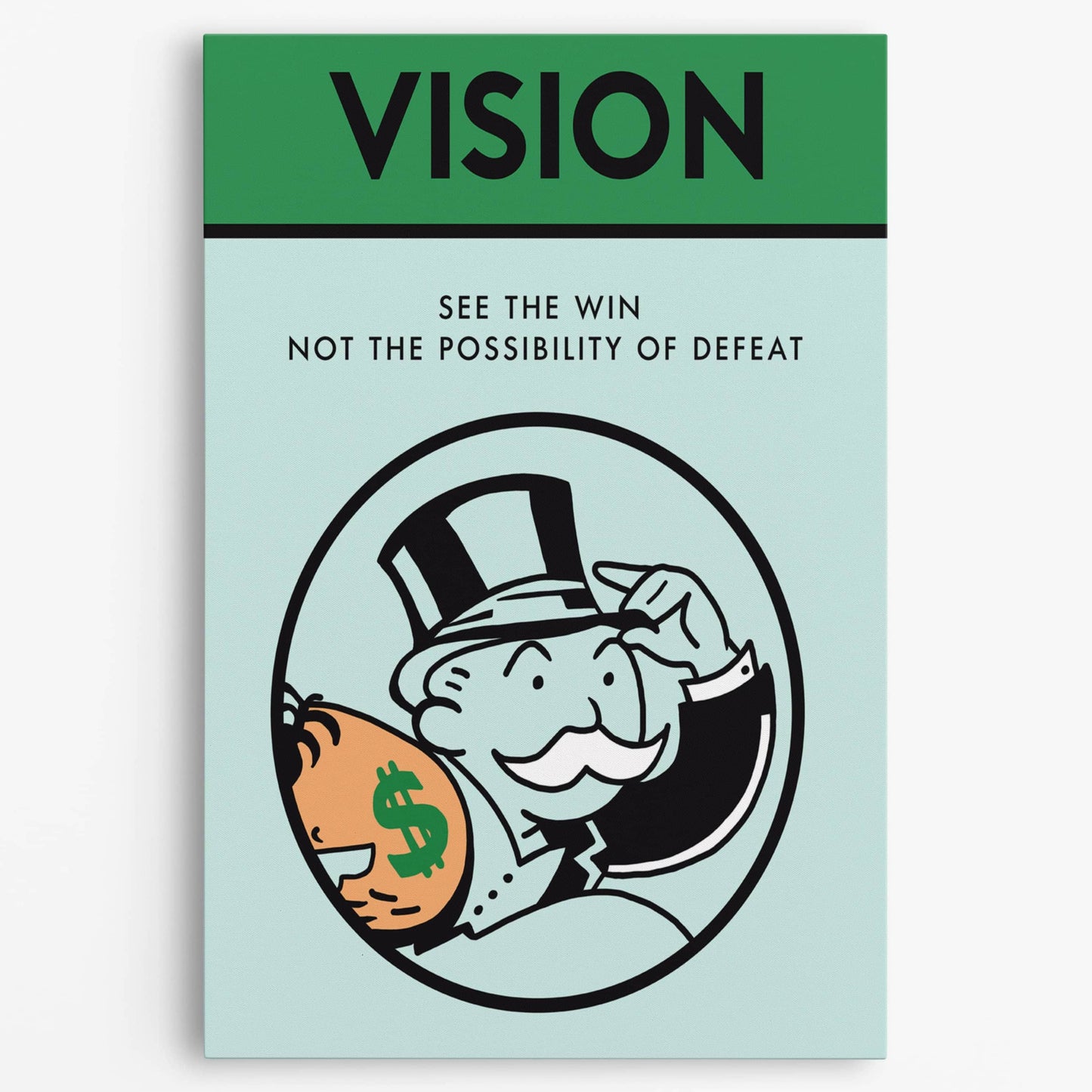 RYCANVAS Vision See The Win Not The Possibility Of Defeat Motivational Canvas Wall Art - Office Millionaire Pop Art Alec Monopoly Decor