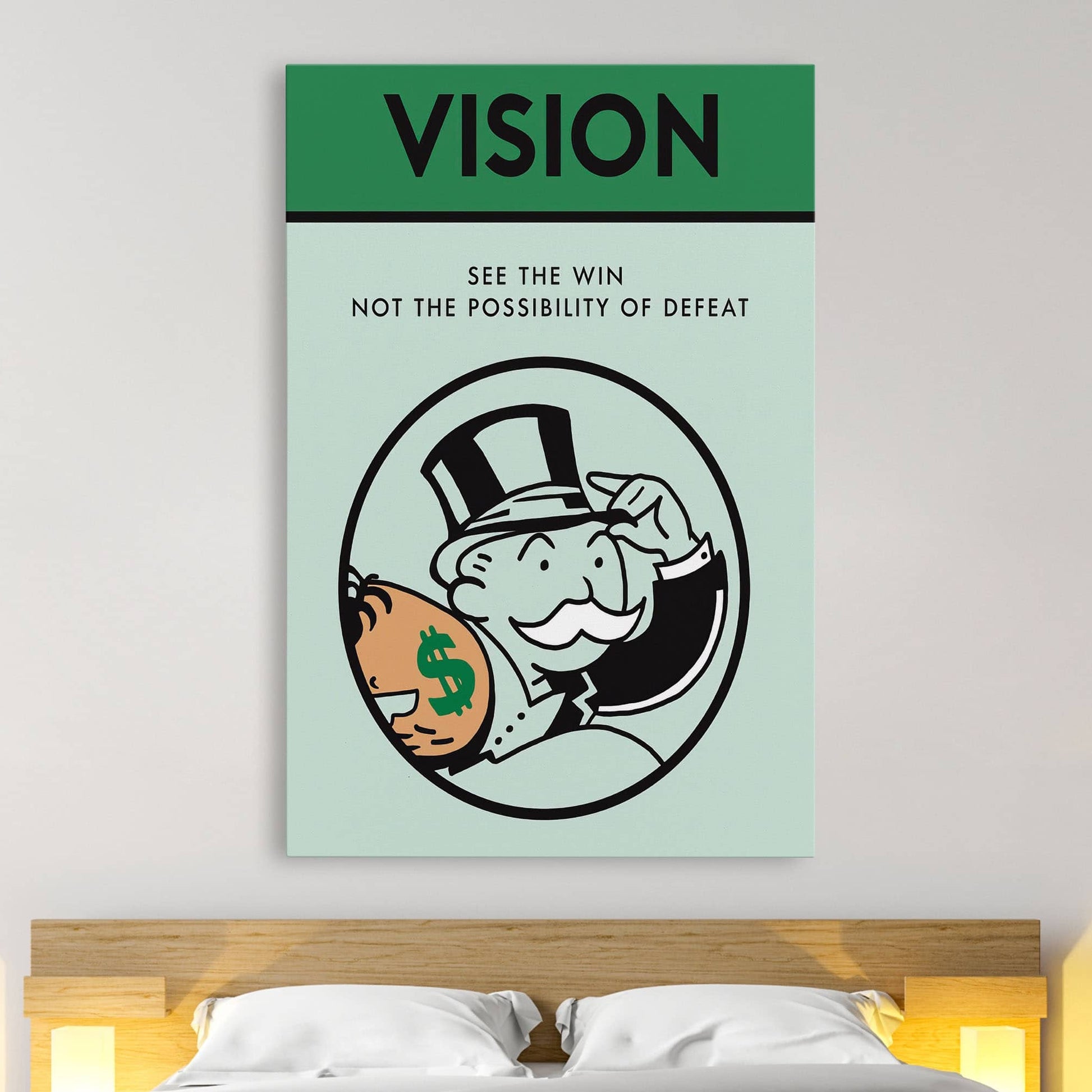 RYCANVAS Vision See The Win Not The Possibility Of Defeat Motivational Canvas Wall Art - Office Millionaire Pop Art Alec Monopoly Decor