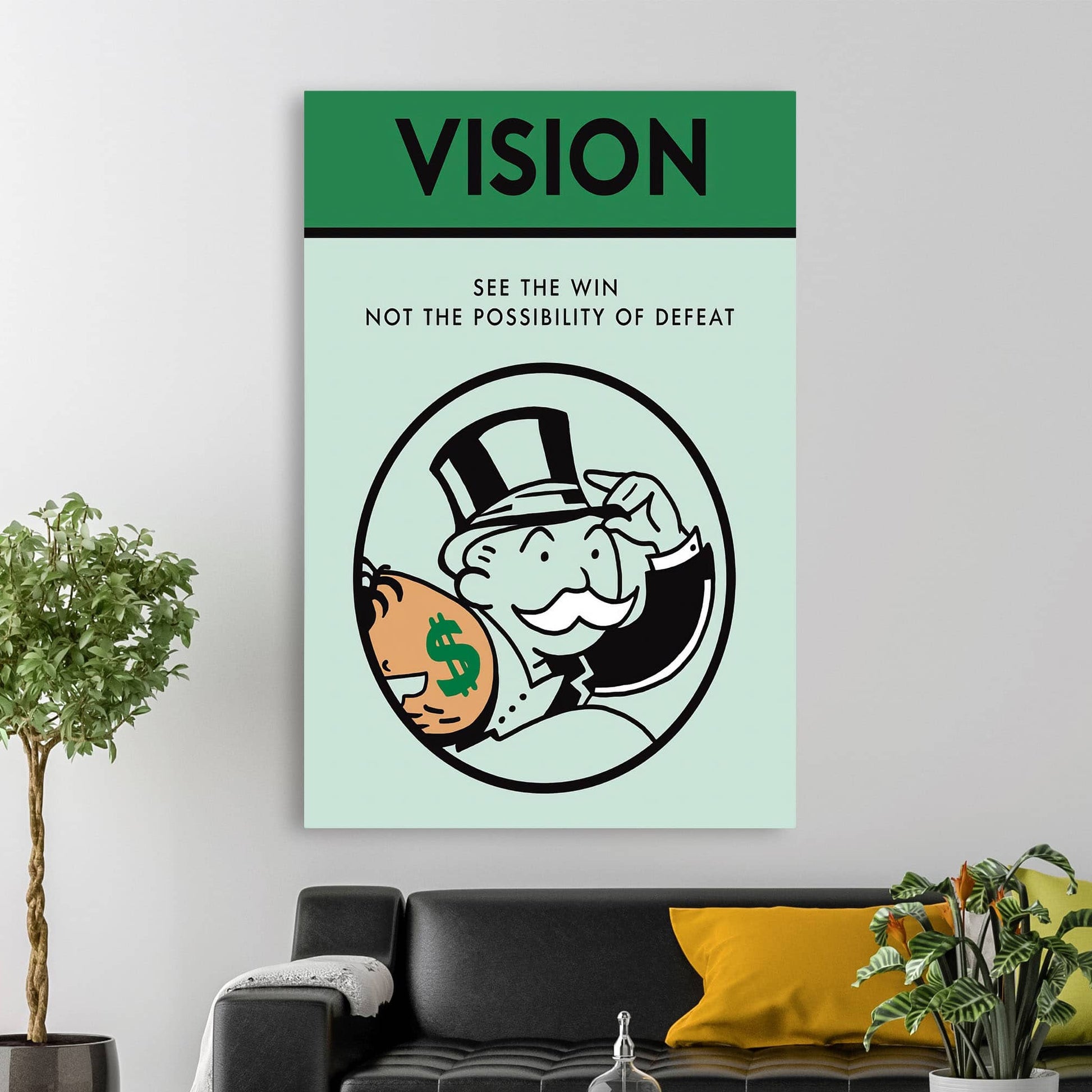 RYCANVAS Vision See The Win Not The Possibility Of Defeat Motivational Canvas Wall Art - Office Millionaire Pop Art Alec Monopoly Decor