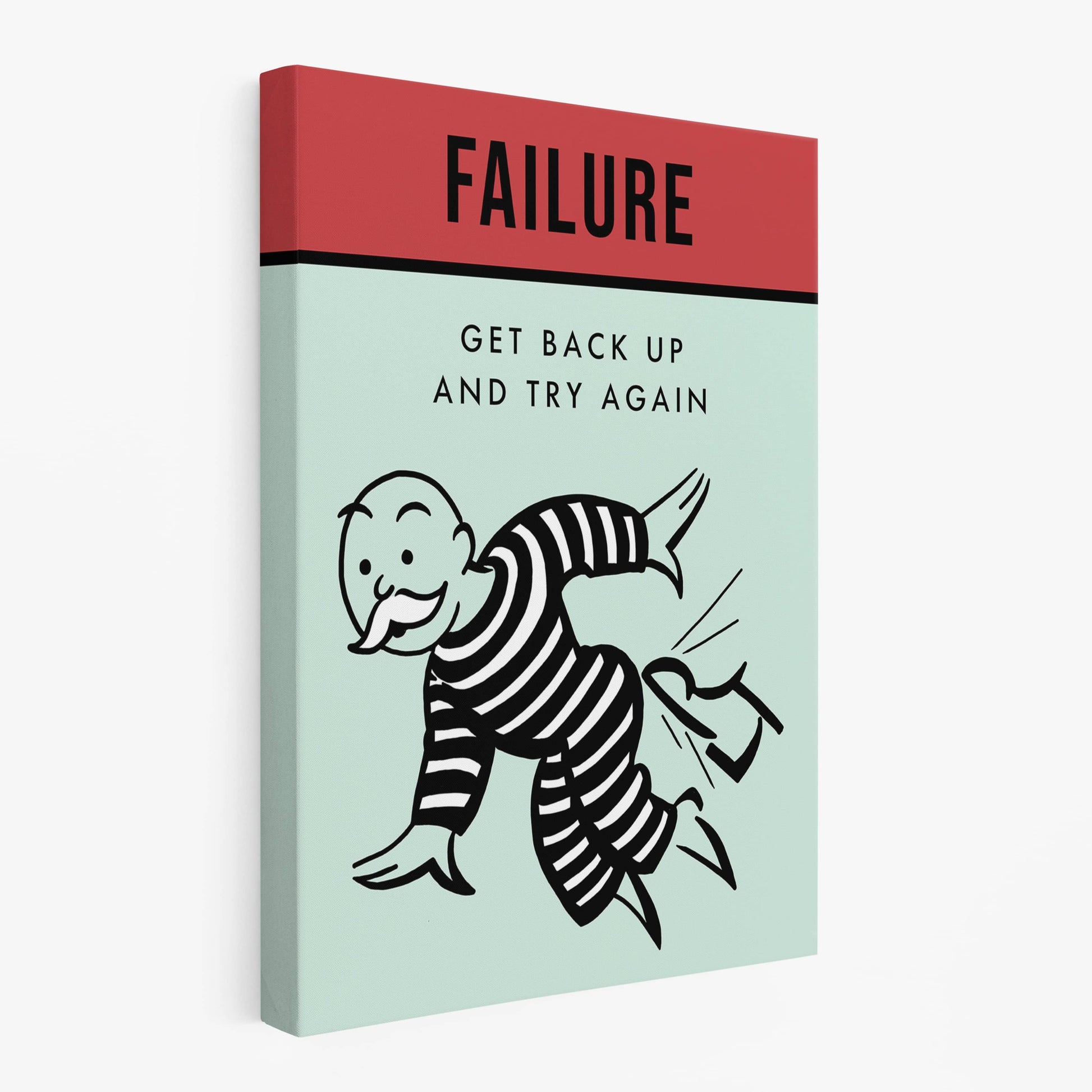 RYCANVAS Failure Get Back Up And Try Again Motivational Canvas Wall Art - Office Millionaire Pop Art Alec Monopoly Decor