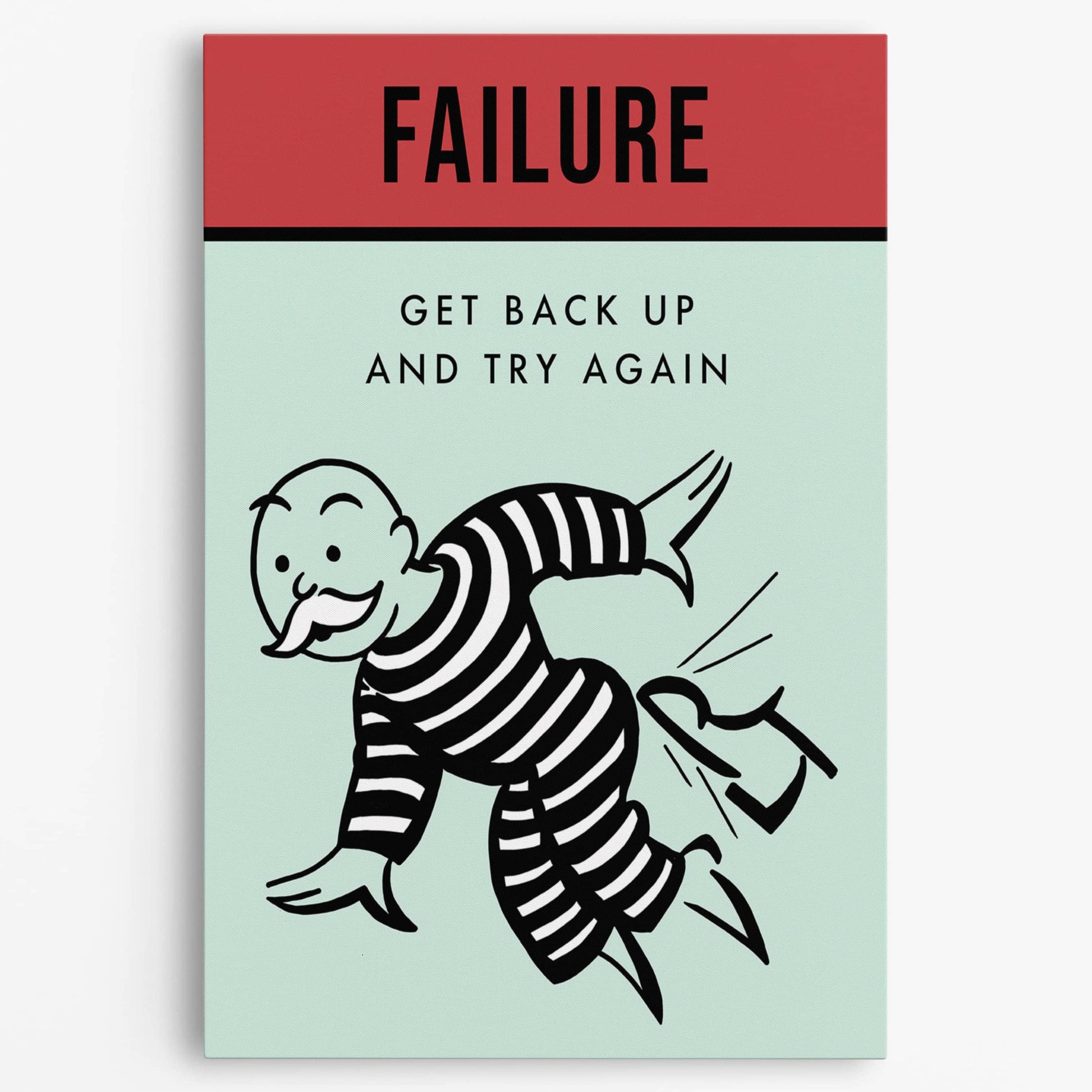 RYCANVAS Failure Get Back Up And Try Again Motivational Canvas Wall Art - Office Millionaire Pop Art Alec Monopoly Decor