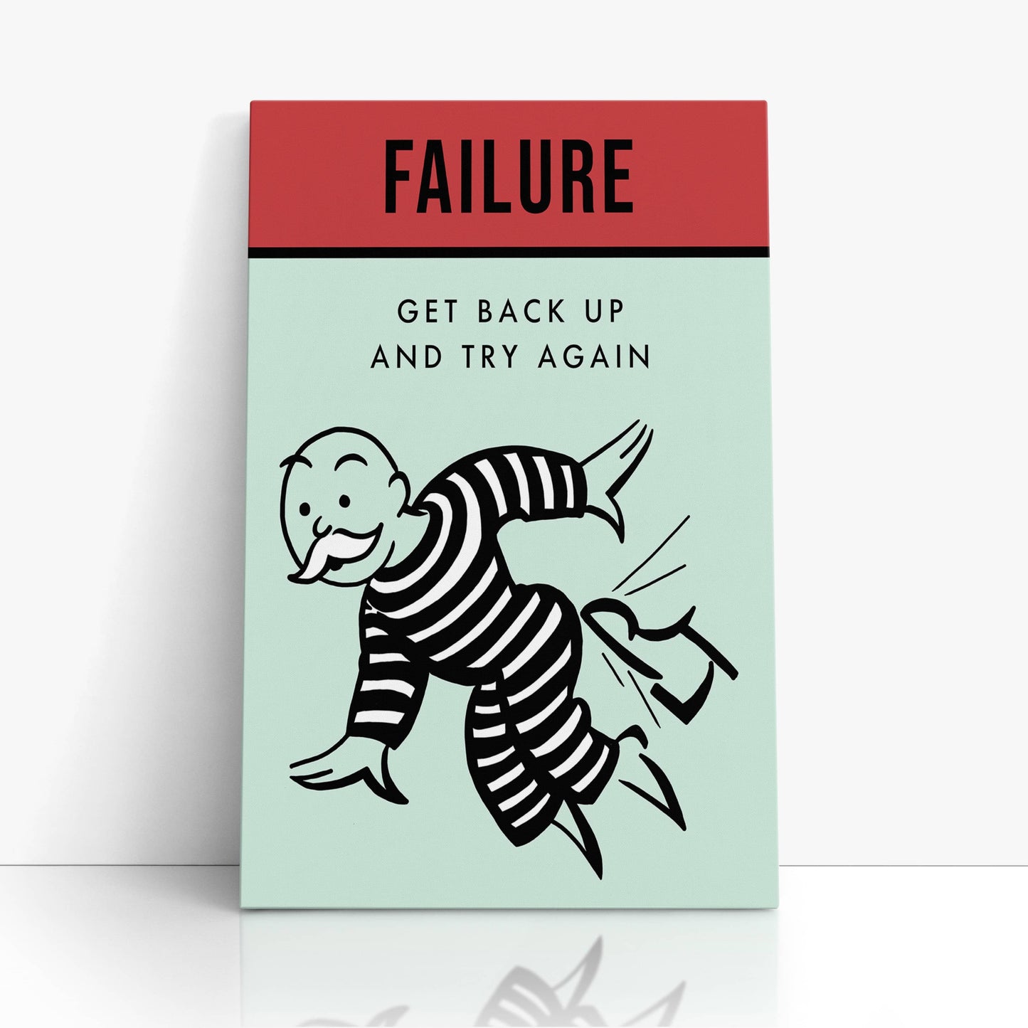 RYCANVAS Failure Get Back Up And Try Again Motivational Canvas Wall Art - Office Millionaire Pop Art Alec Monopoly Decor