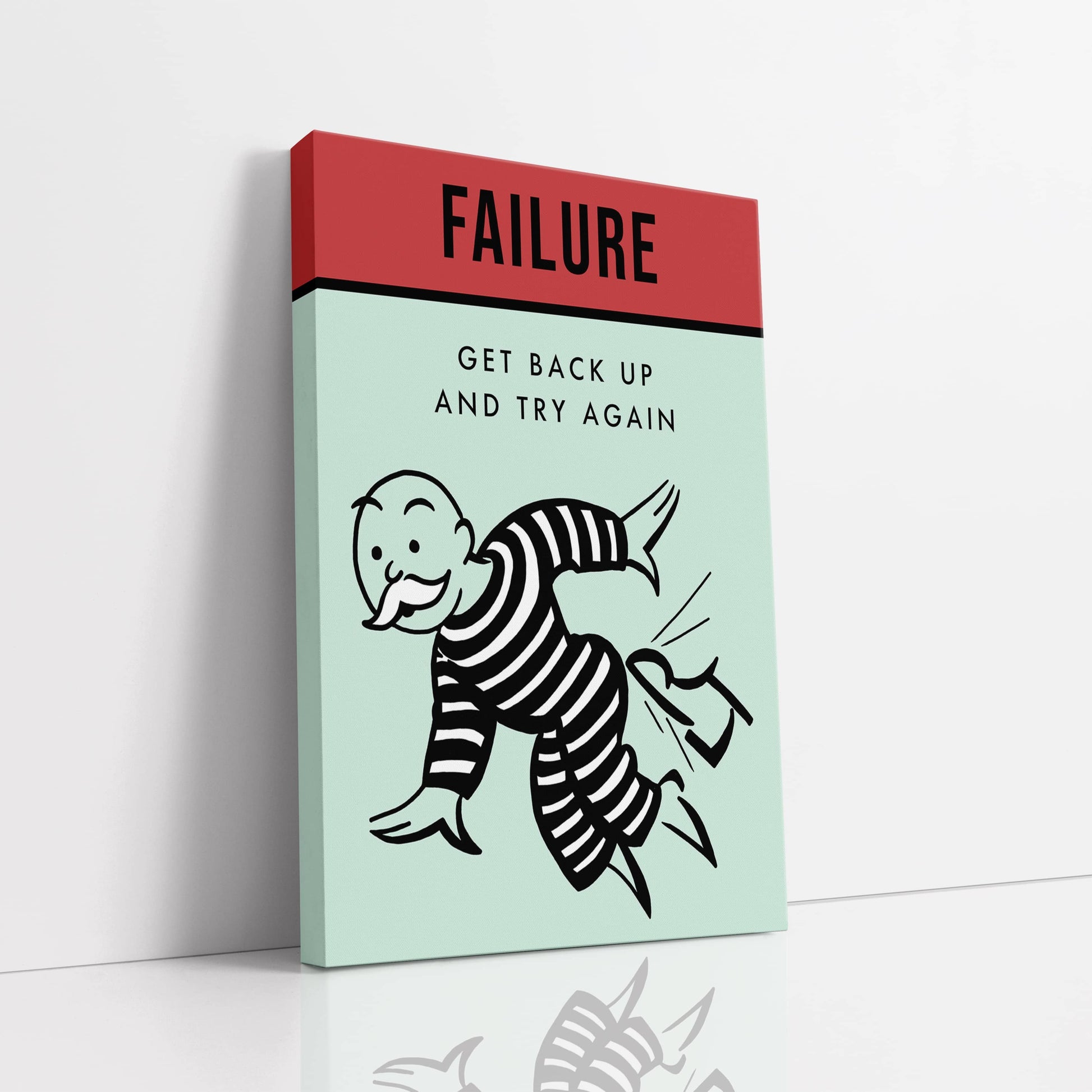 RYCANVAS Failure Get Back Up And Try Again Motivational Canvas Wall Art - Office Millionaire Pop Art Alec Monopoly Decor