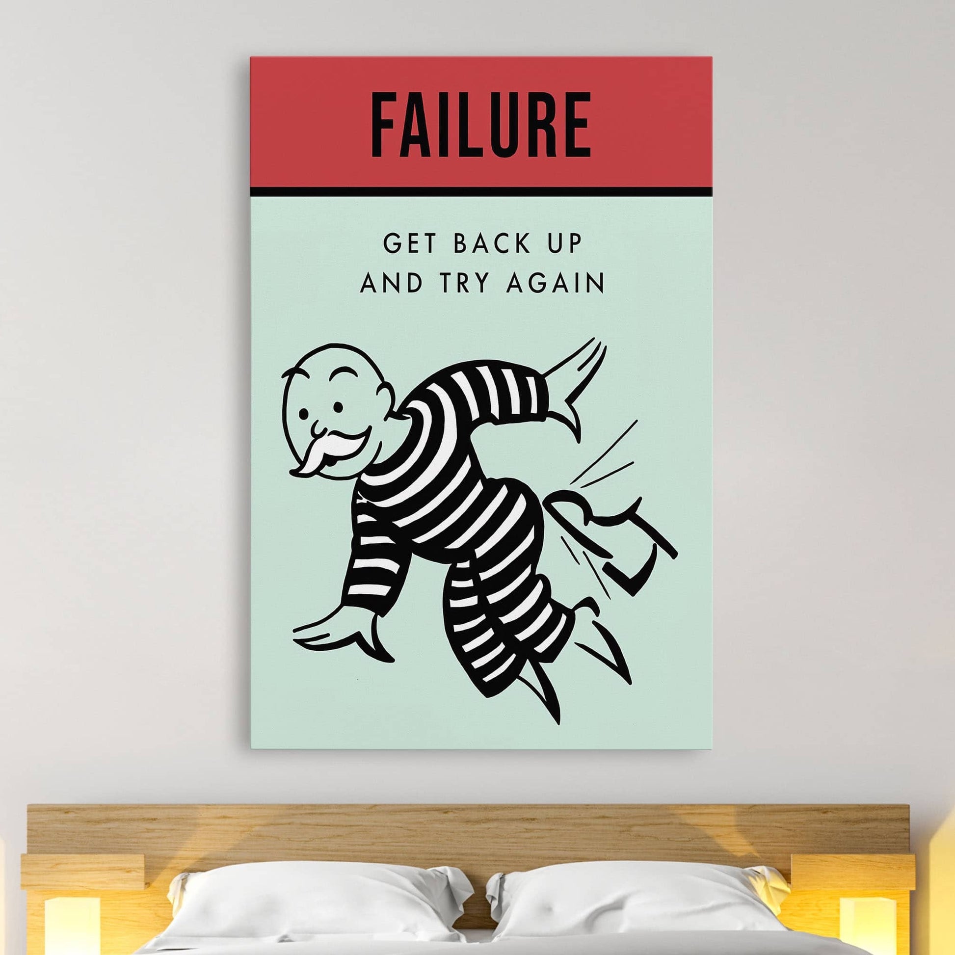 RYCANVAS Failure Get Back Up And Try Again Motivational Canvas Wall Art - Office Millionaire Pop Art Alec Monopoly Decor