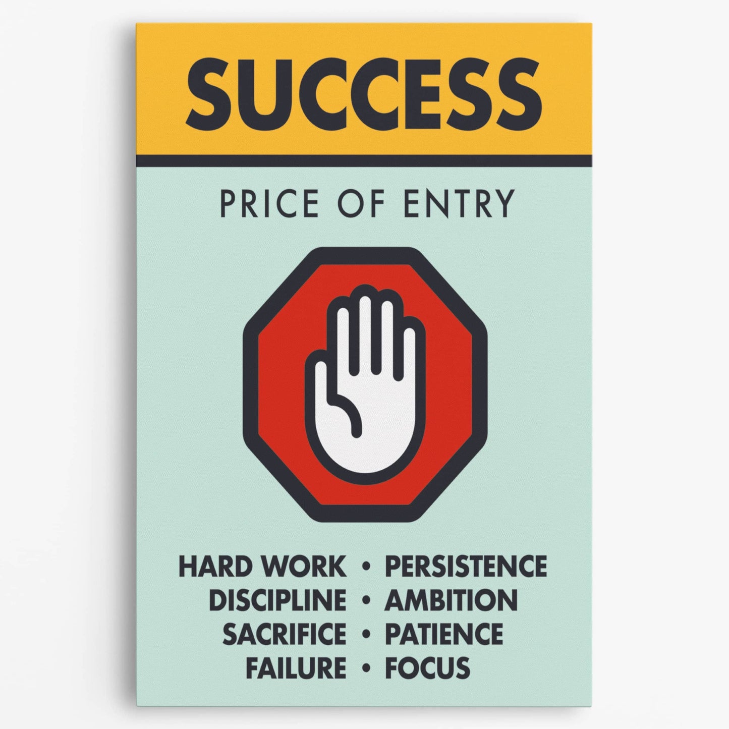 RYCANVAS Success Price Of Entry Motivational Canvas Wall Art - Office Millionaire Pop Art Alec Monopoly Decor