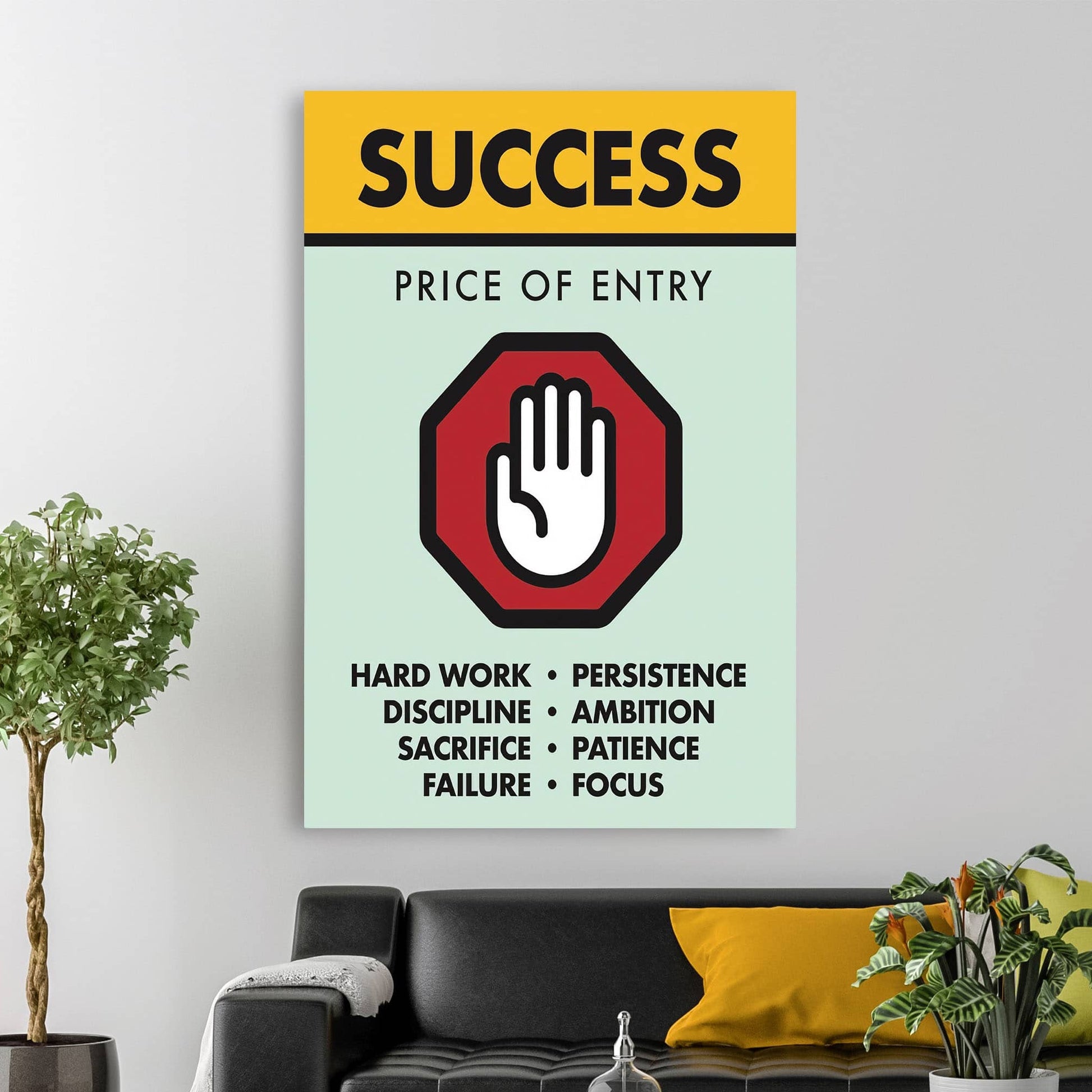 RYCANVAS Success Price Of Entry Motivational Canvas Wall Art - Office Millionaire Pop Art Alec Monopoly Decor