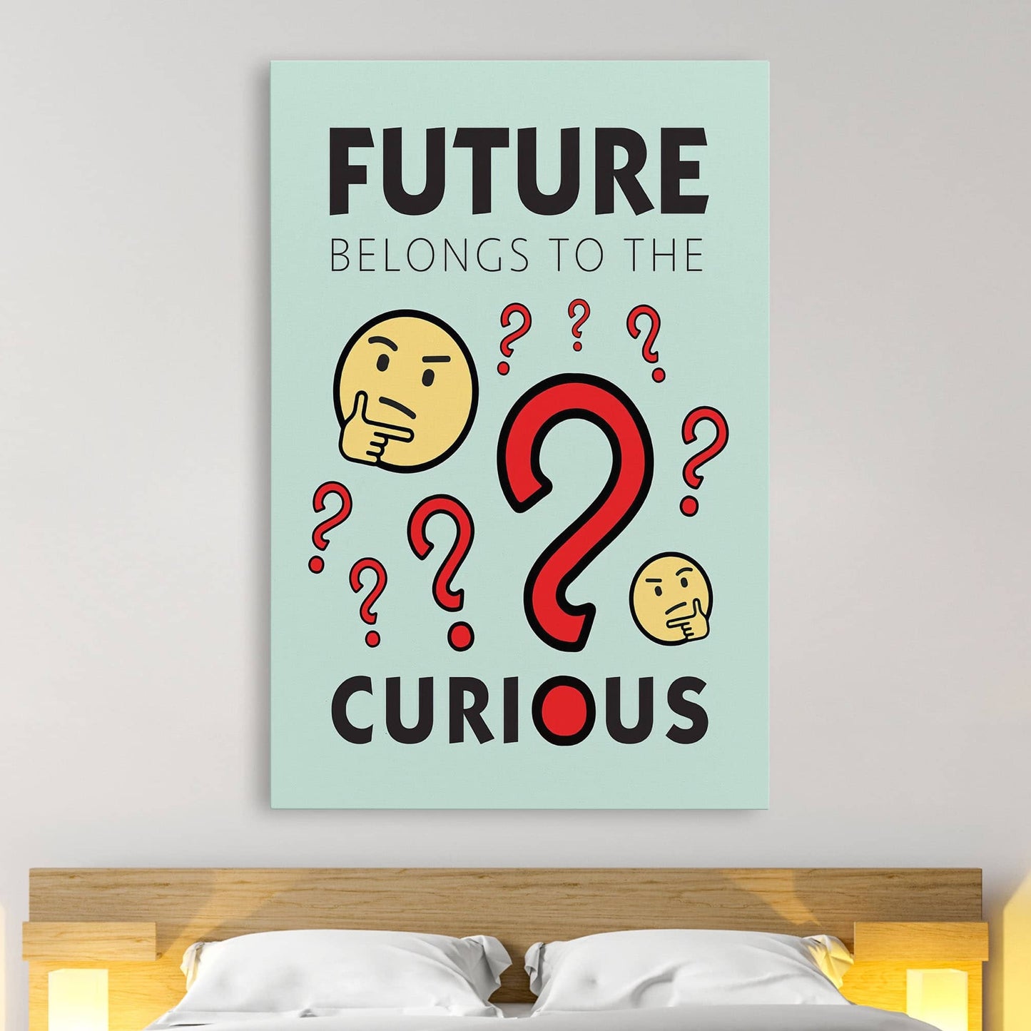 RYCANVAS Future Belongs To The Curious Motivational Canvas Wall Art - Office Millionaire Pop Art Alec Monopoly Decor