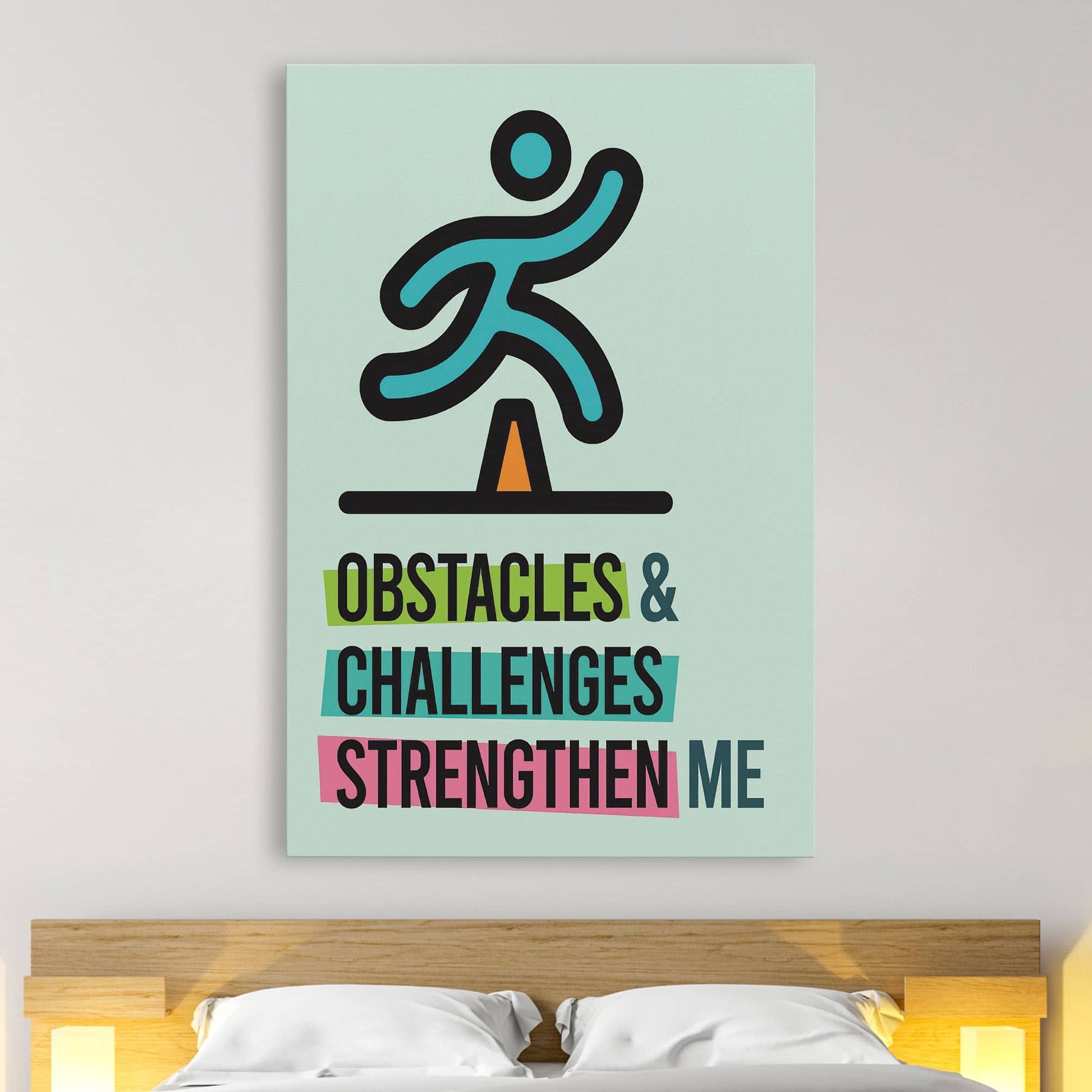 RYCANVAS Obstacles And Challenges Strengthen Me Motivational Canvas Wall Art - Office Millionaire Pop Art Alec Monopoly Decor