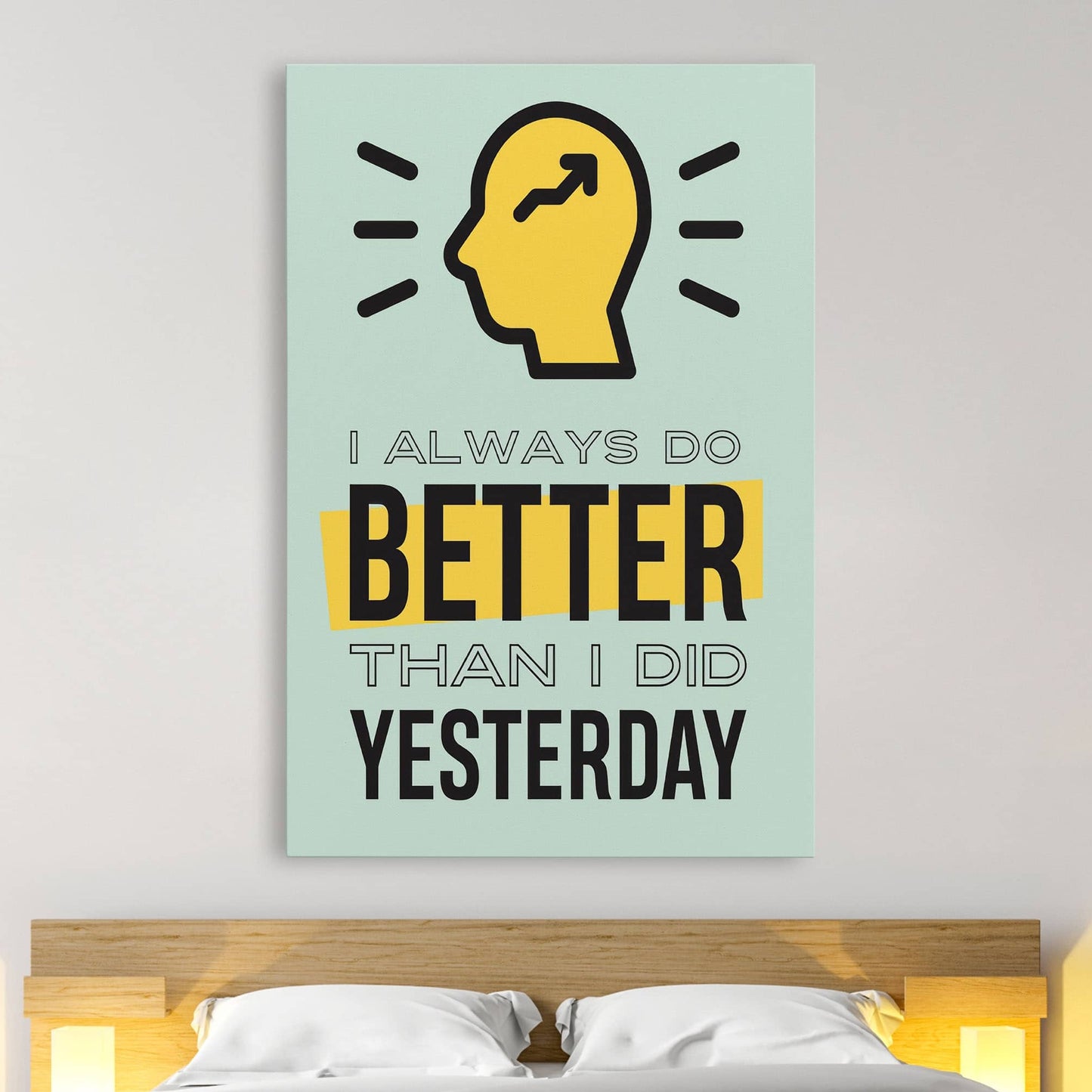 RYCANVAS I Always Do Better Than I Did Yesterday Motivational Canvas Wall Art - Office Millionaire Pop Art Alec Monopoly Decor