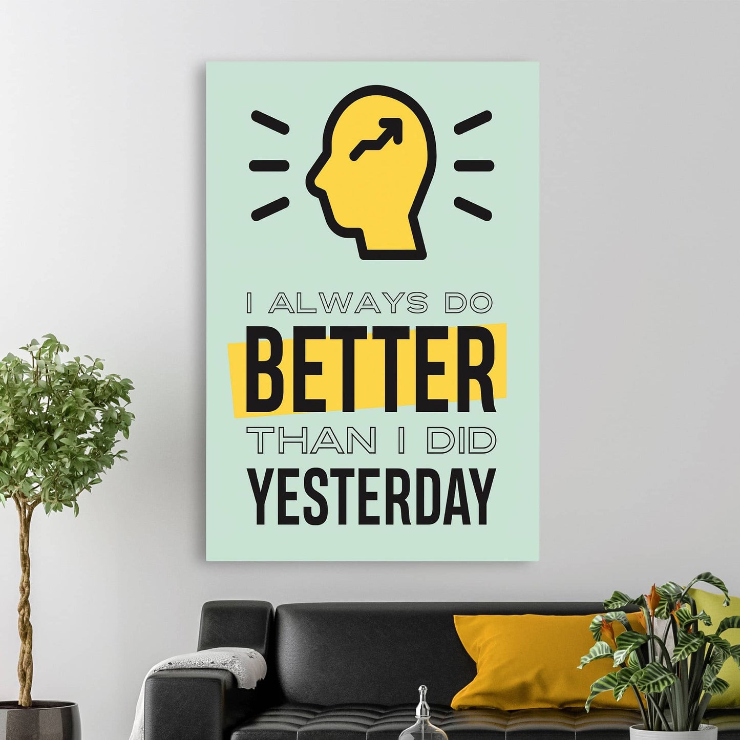 RYCANVAS I Always Do Better Than I Did Yesterday Motivational Canvas Wall Art - Office Millionaire Pop Art Alec Monopoly Decor