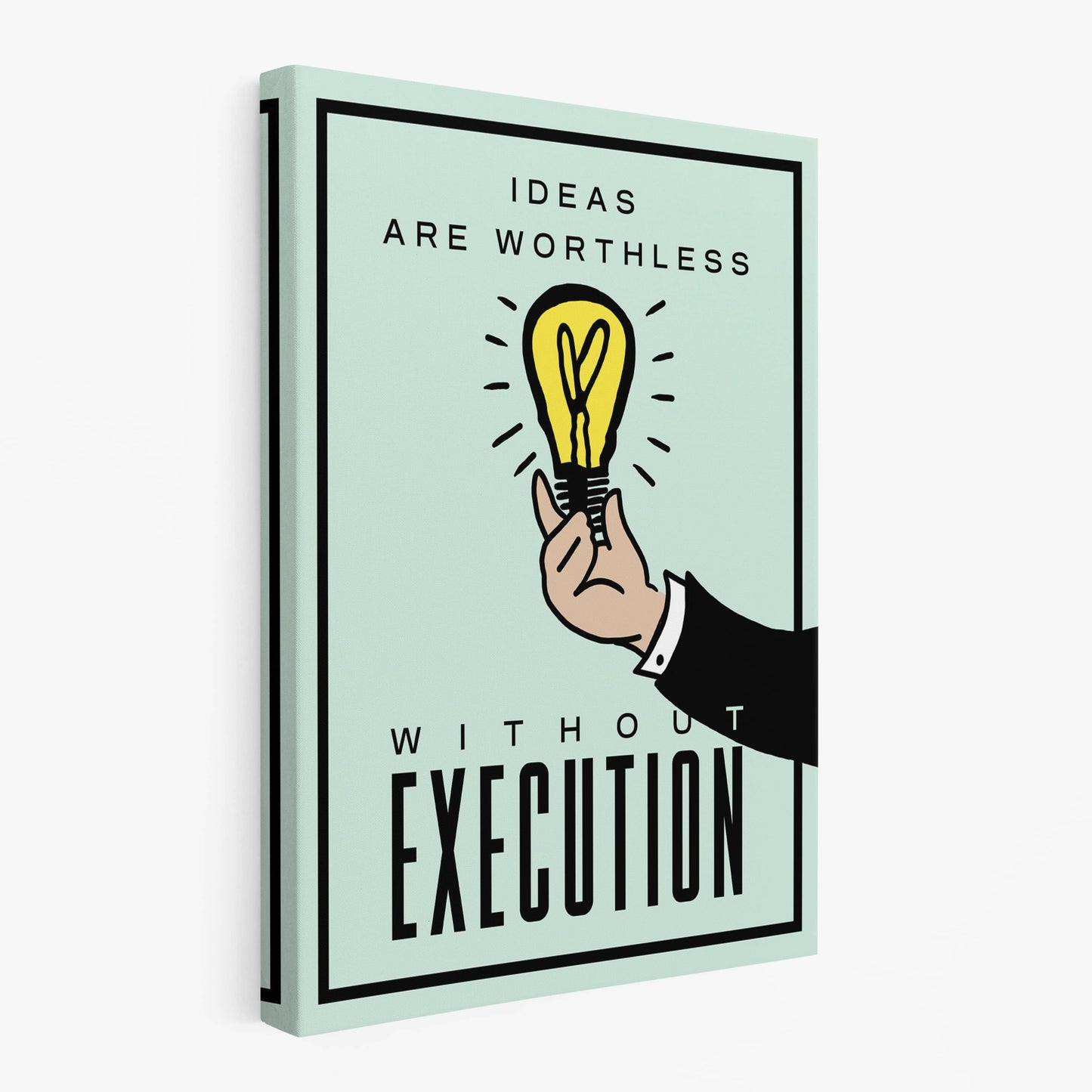 RYCANVAS Ideas Are Worthless Without Execution Motivational Canvas Wall Art - Office Millionaire Pop Art Alec Monopoly Decor