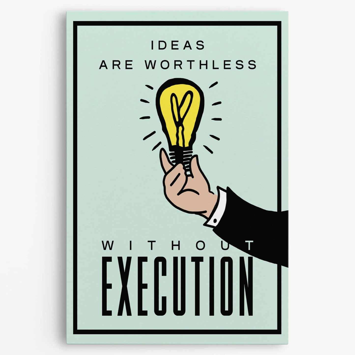 RYCANVAS Ideas Are Worthless Without Execution Motivational Canvas Wall Art - Office Millionaire Pop Art Alec Monopoly Decor