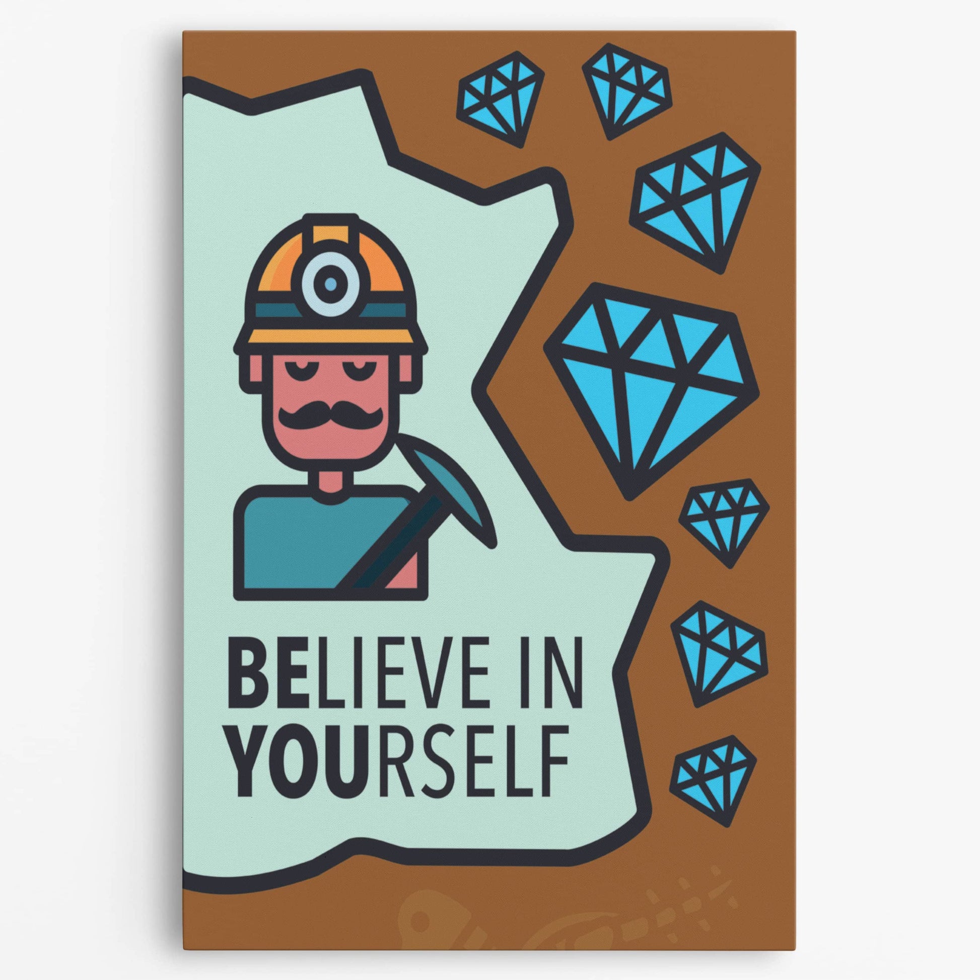 RYCANVAS Believe In Yourself Motivational Canvas Wall Art - Office Millionaire Pop Art Alec Monopoly Decor