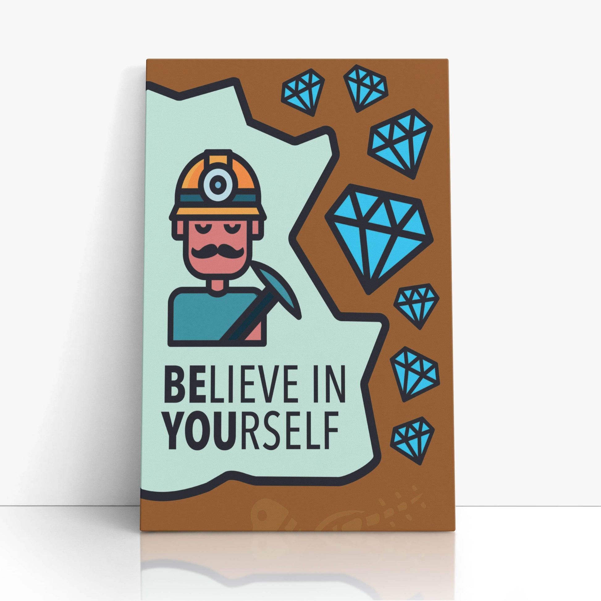 RYCANVAS Believe In Yourself Motivational Canvas Wall Art - Office Millionaire Pop Art Alec Monopoly Decor