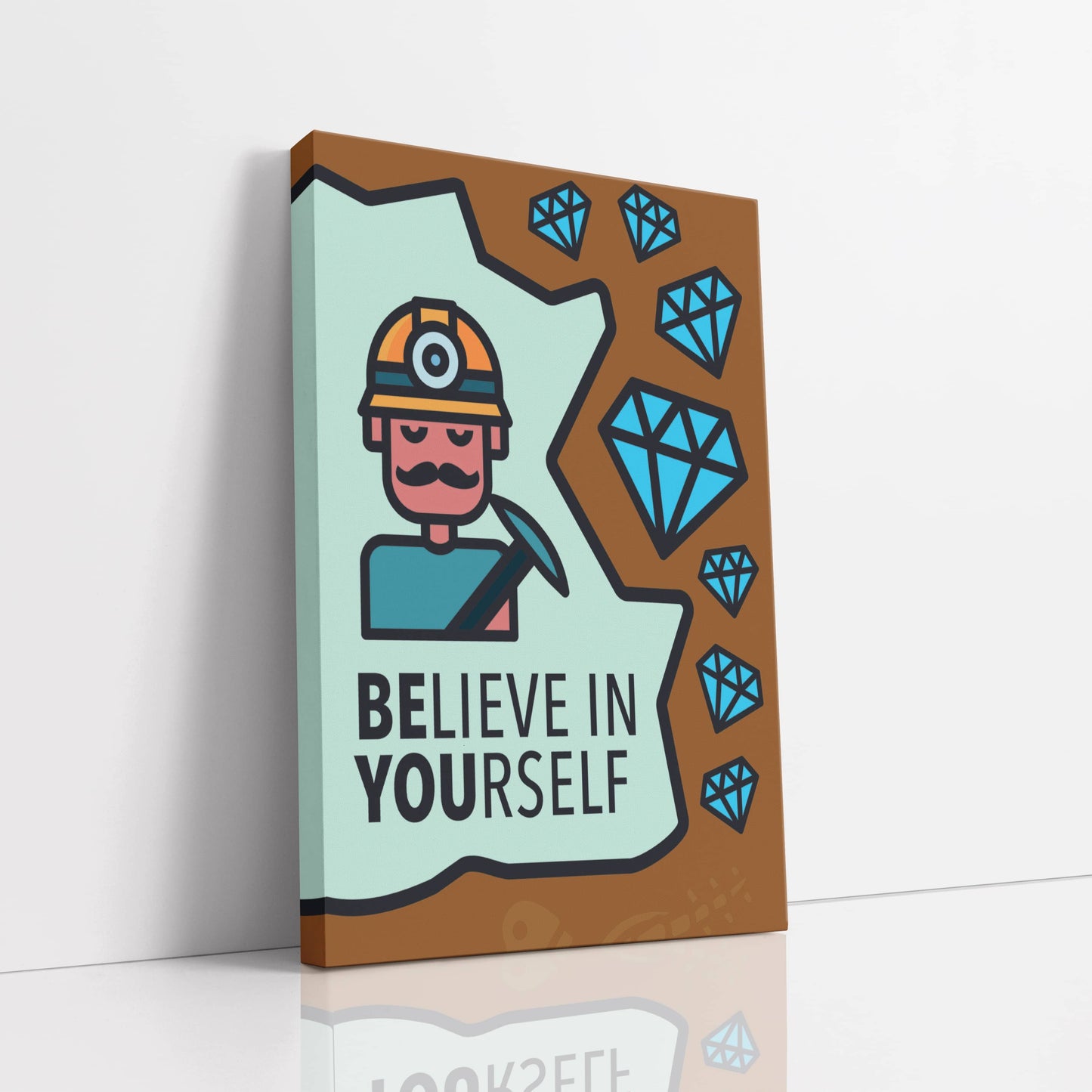 RYCANVAS Believe In Yourself Motivational Canvas Wall Art - Office Millionaire Pop Art Alec Monopoly Decor