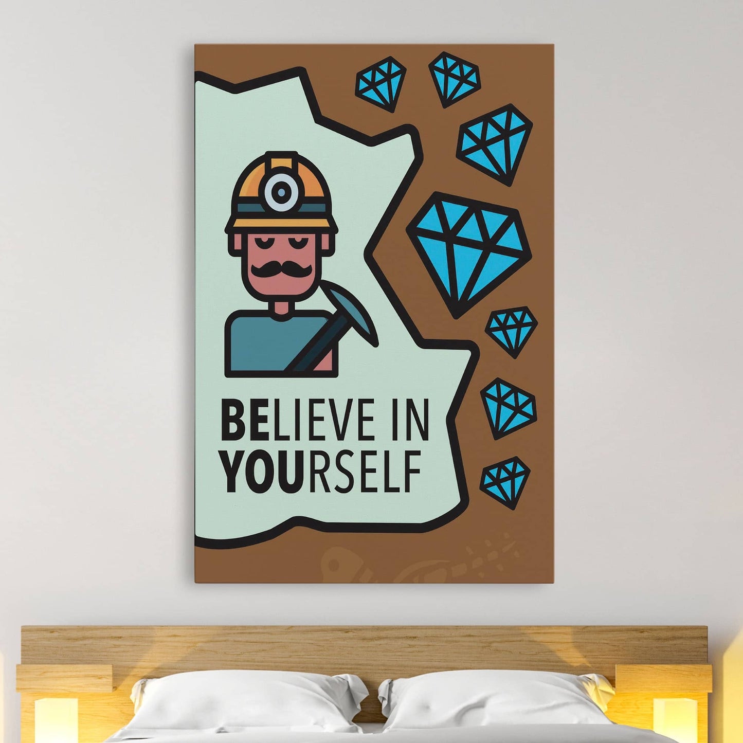 RYCANVAS Believe In Yourself Motivational Canvas Wall Art - Office Millionaire Pop Art Alec Monopoly Decor