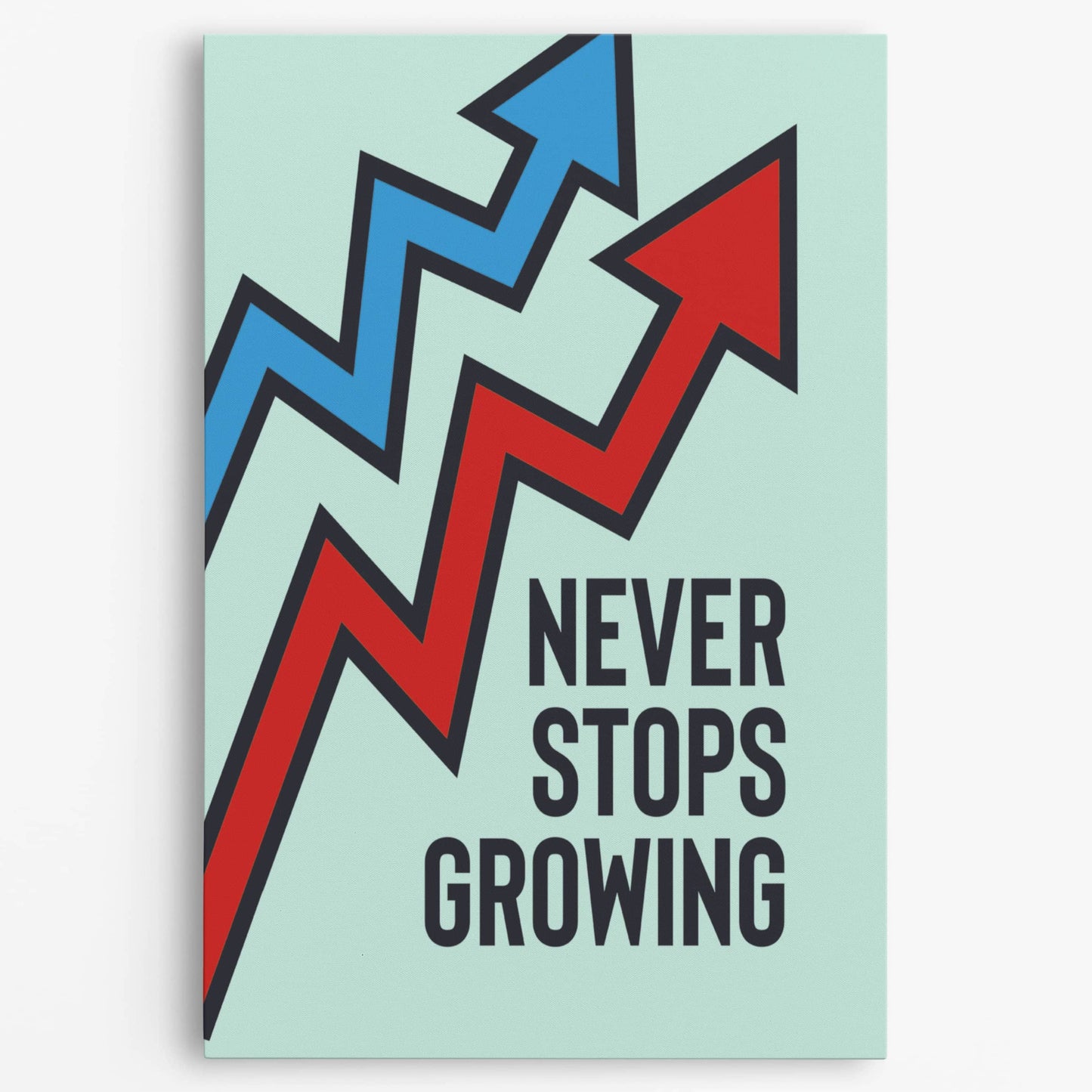 RYCANVAS Never Stop Growing Motivational Canvas Wall Art - Office Millionaire Pop Art Alec Monopoly Decor