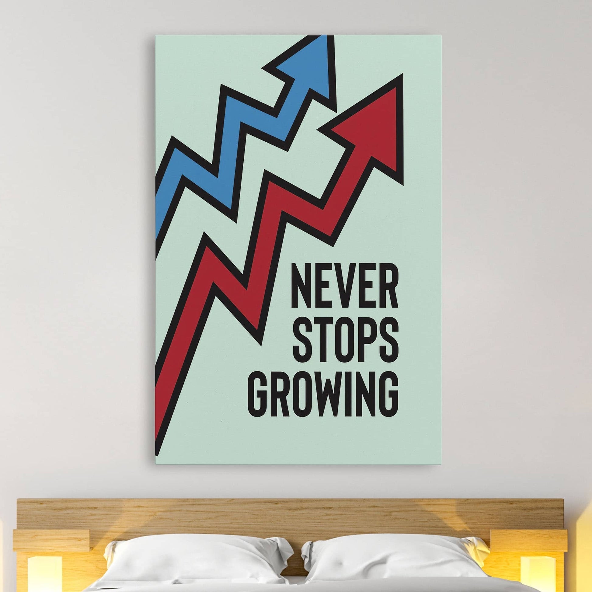 RYCANVAS Never Stop Growing Motivational Canvas Wall Art - Office Millionaire Pop Art Alec Monopoly Decor