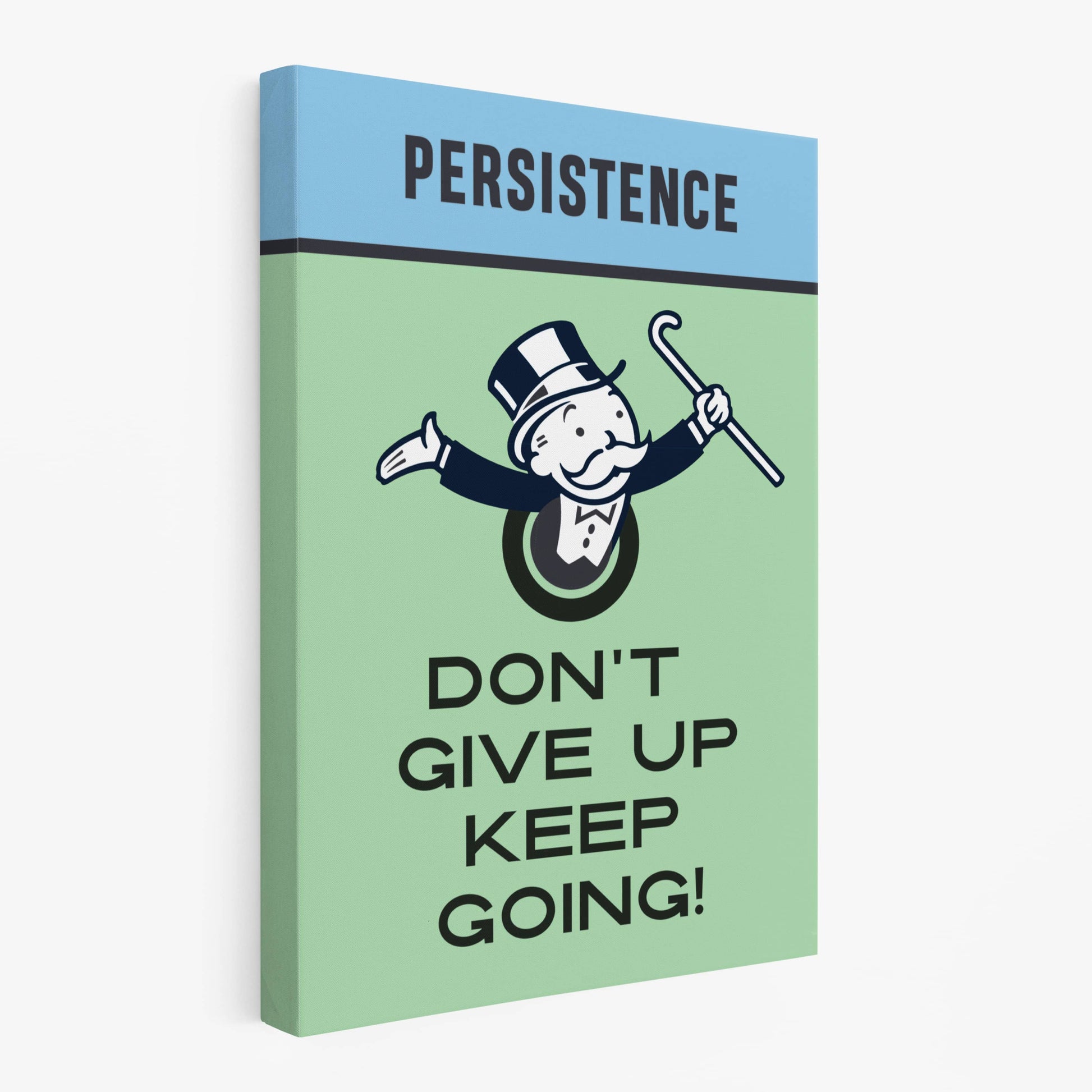 RYCANVAS Persistence - Don't Give Up Keep Going Man Motivational Canvas Wall Art - Office Millionaire Pop Art Alec Monopoly Decor