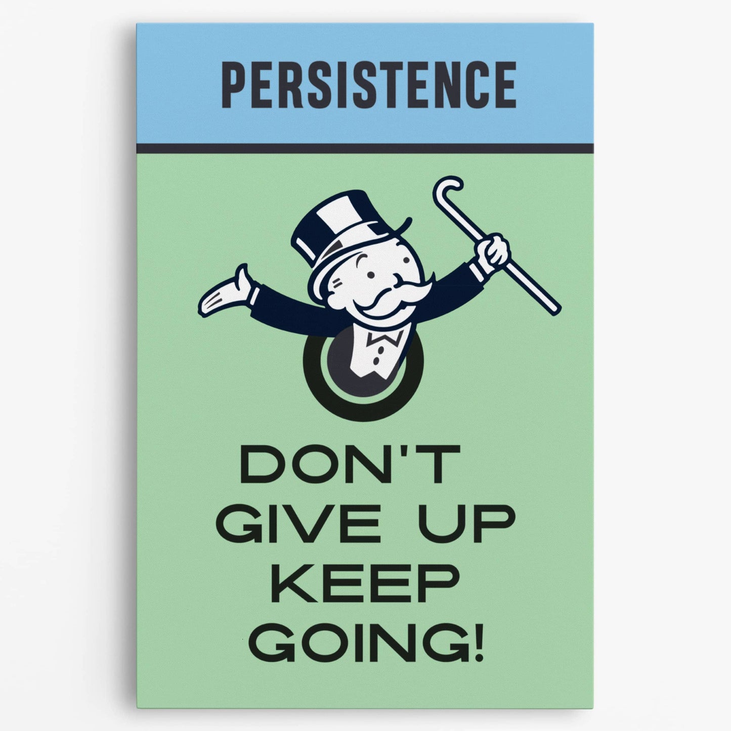 RYCANVAS Persistence - Don't Give Up Keep Going Man Motivational Canvas Wall Art - Office Millionaire Pop Art Alec Monopoly Decor