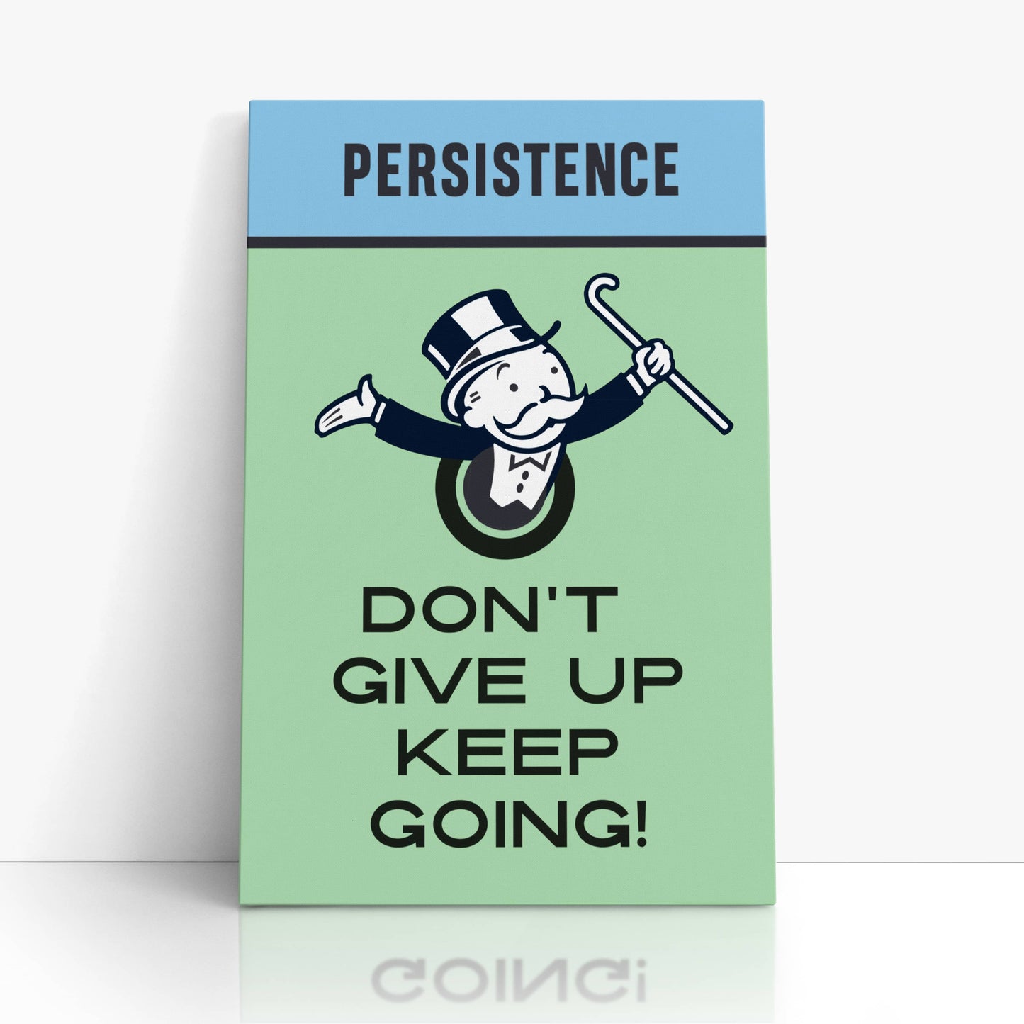 RYCANVAS Persistence - Don't Give Up Keep Going Man Motivational Canvas Wall Art - Office Millionaire Pop Art Alec Monopoly Decor