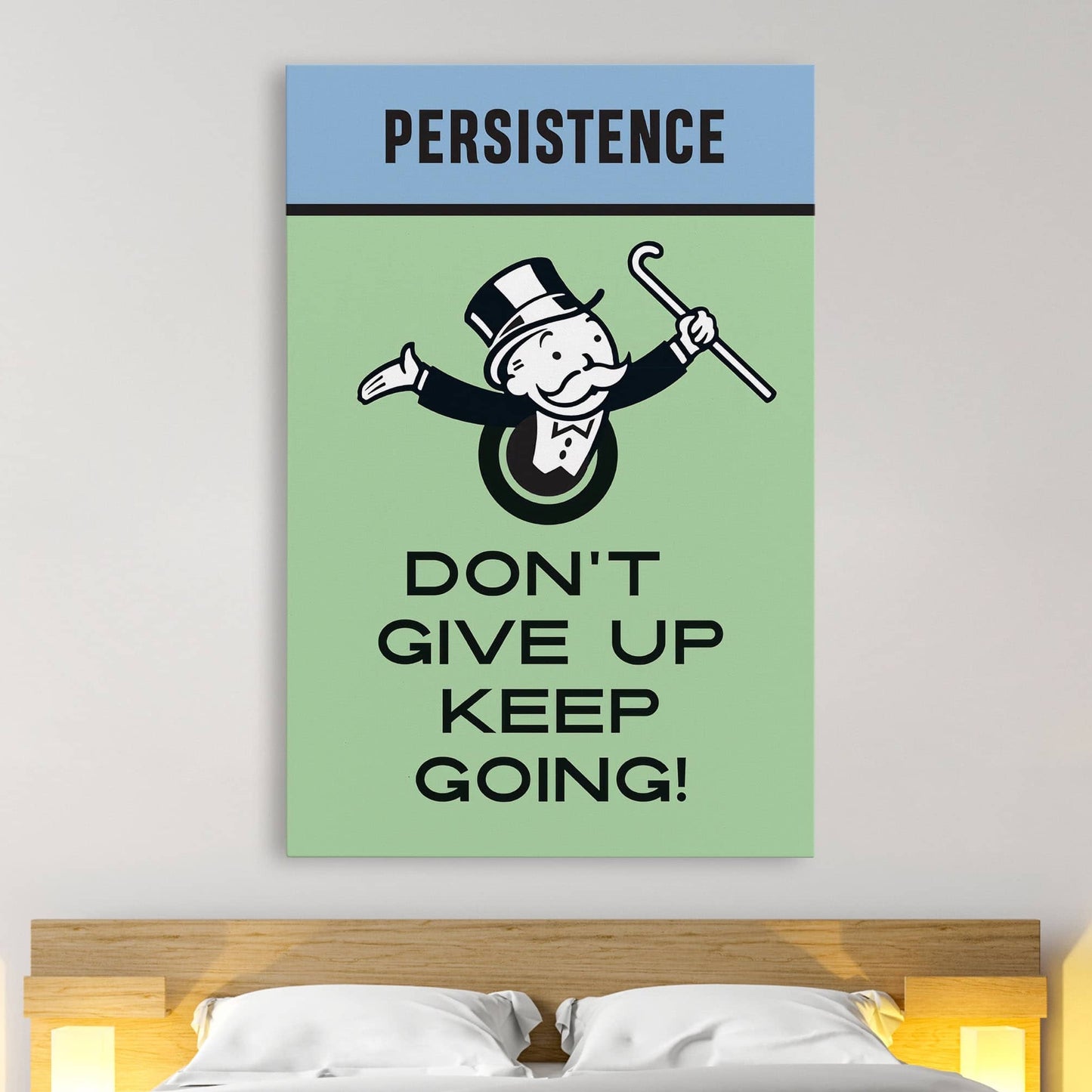 RYCANVAS Persistence - Don't Give Up Keep Going Man Motivational Canvas Wall Art - Office Millionaire Pop Art Alec Monopoly Decor