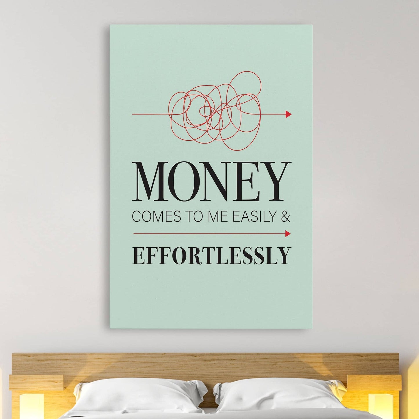 RYCANVAS Money Comes To Me Easily And Effortlessly Motivational Canvas Wall Art - Office Millionaire Pop Art Alec Monopoly Decor