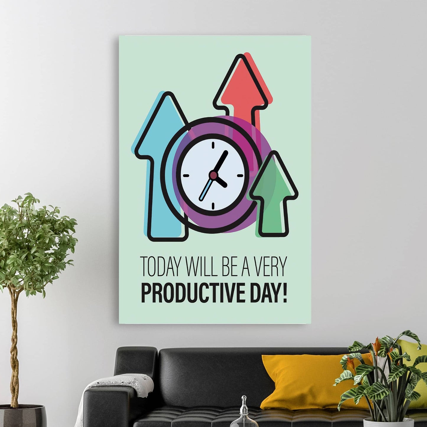 RYCANVAS Today Will Be A Very Productive Day! Motivational Canvas Wall Art - Office Millionaire Pop Art Alec Monopoly Decor