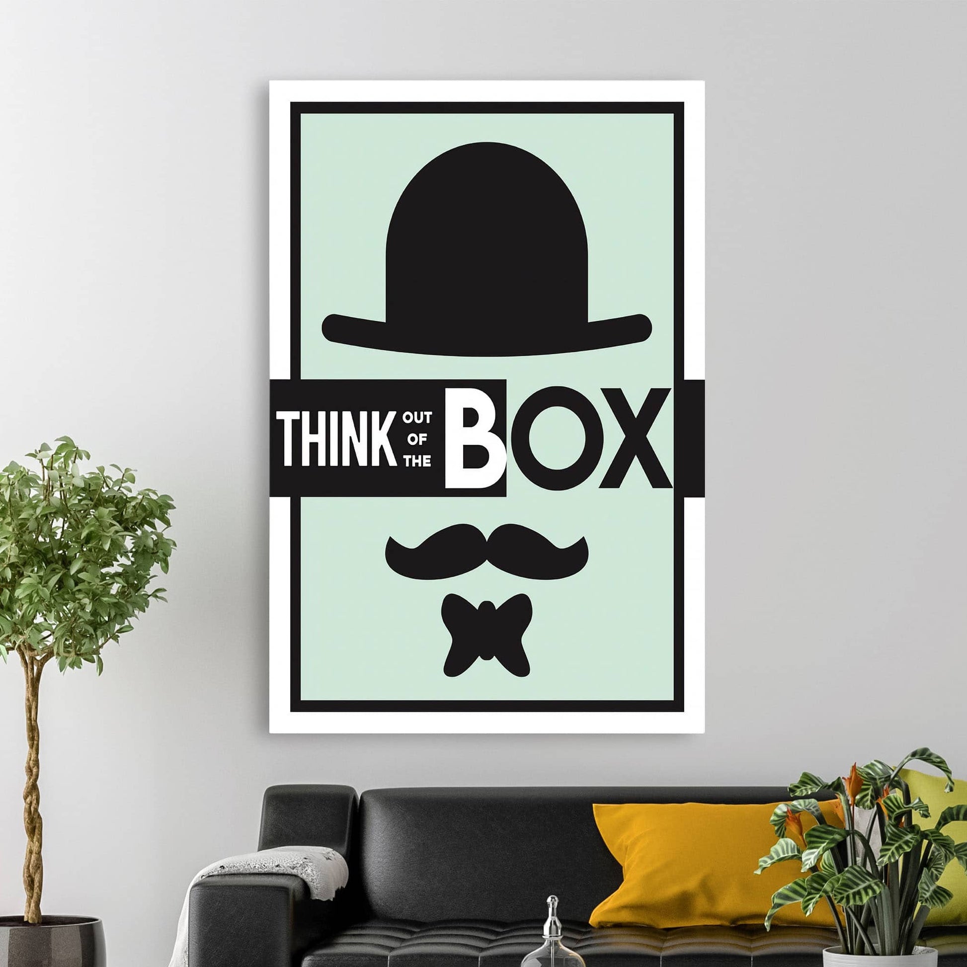 RYCANVAS Think Out Of The Box Motivational Canvas Wall Art - Office Millionaire Pop Art Alec Monopoly Decor