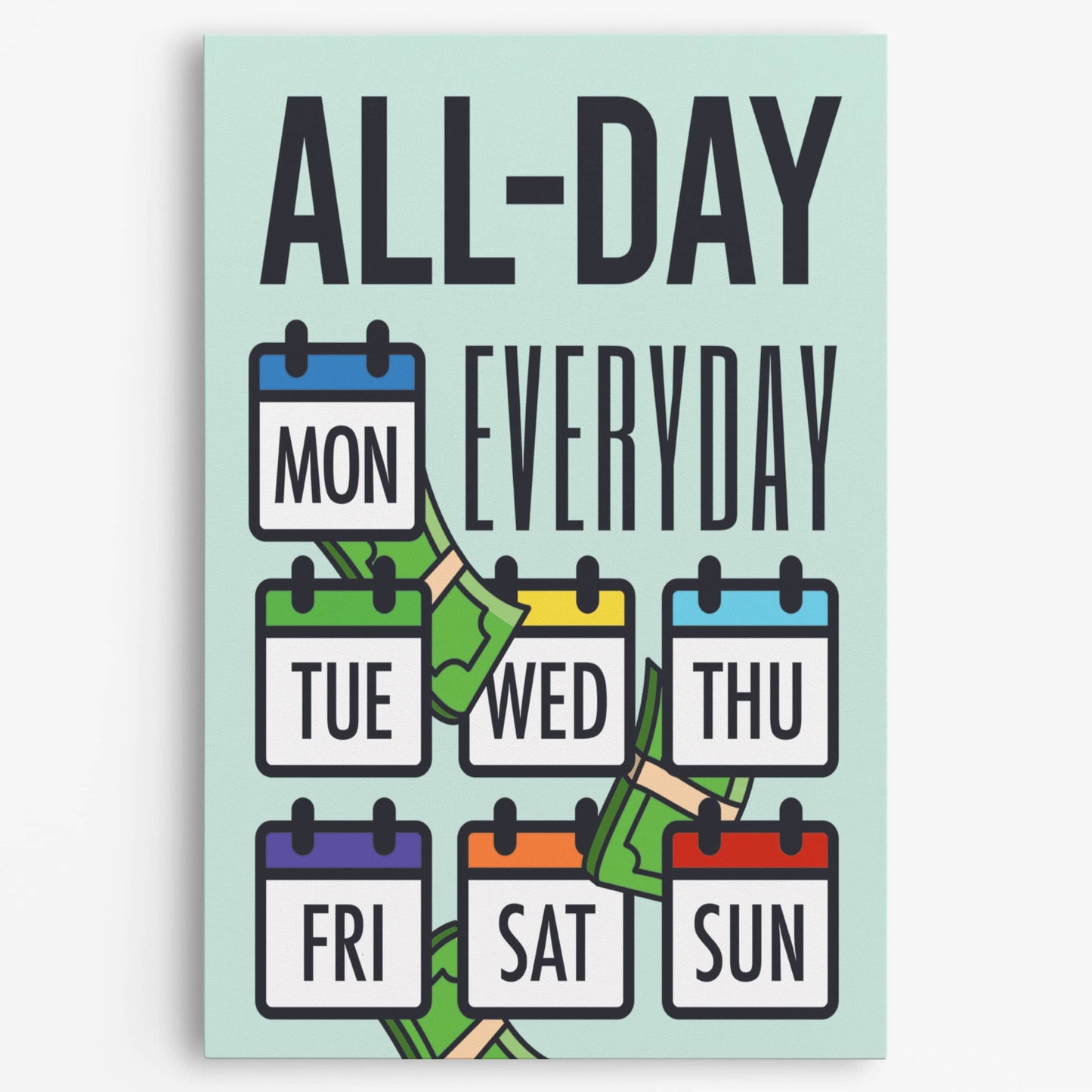 RYCANVAS All Day Everyday Motivational Canvas Wall Art - Office Millionaire Pop Art Alec Monopoly DŽcor