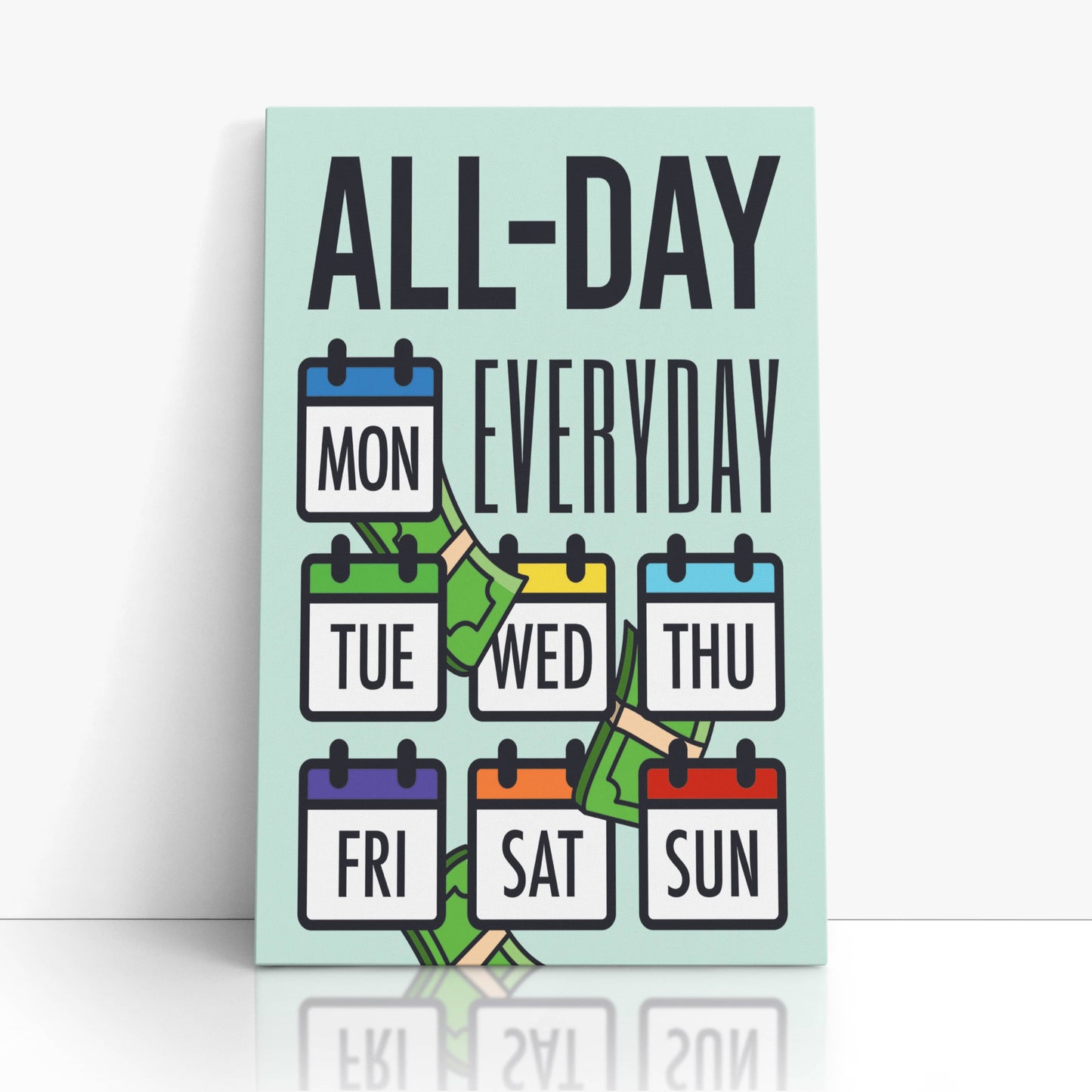 RYCANVAS All Day Everyday Motivational Canvas Wall Art - Office Millionaire Pop Art Alec Monopoly DŽcor