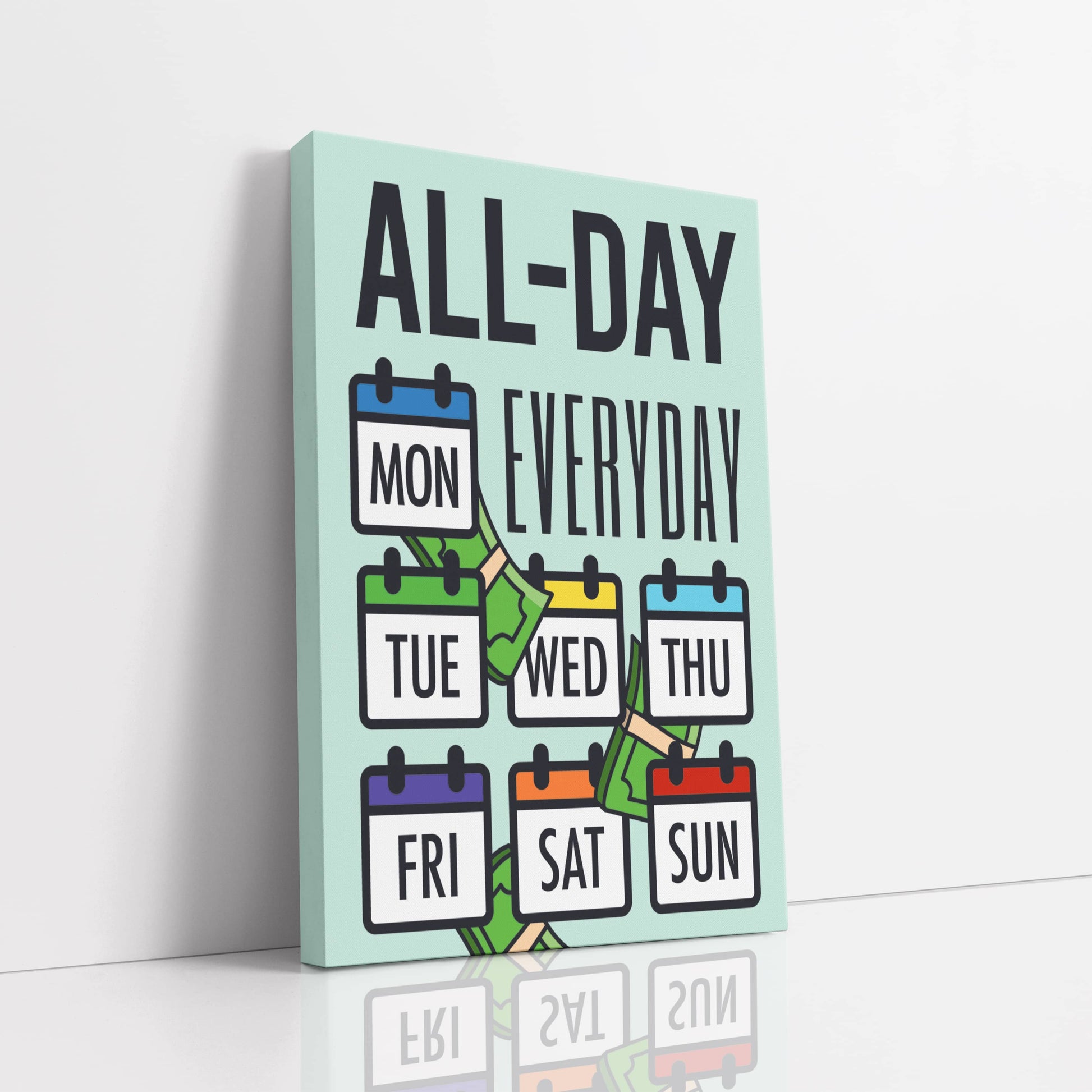 RYCANVAS All Day Everyday Motivational Canvas Wall Art - Office Millionaire Pop Art Alec Monopoly DŽcor