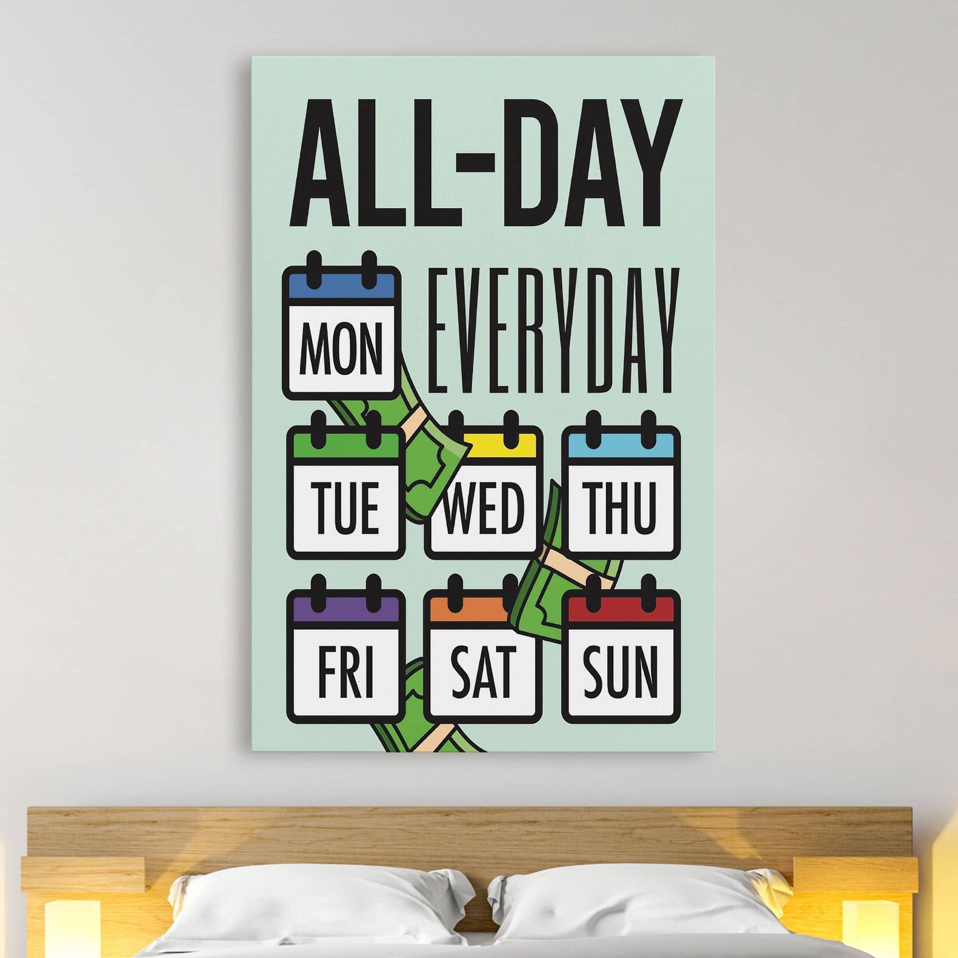 RYCANVAS All Day Everyday Motivational Canvas Wall Art - Office Millionaire Pop Art Alec Monopoly DŽcor