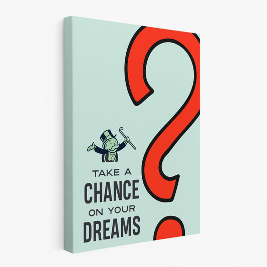 RYCANVAS Take A Chance On Your Dreams Motivational Canvas Wall Art - Office Millionaire Pop Art Alec Monopoly Decor