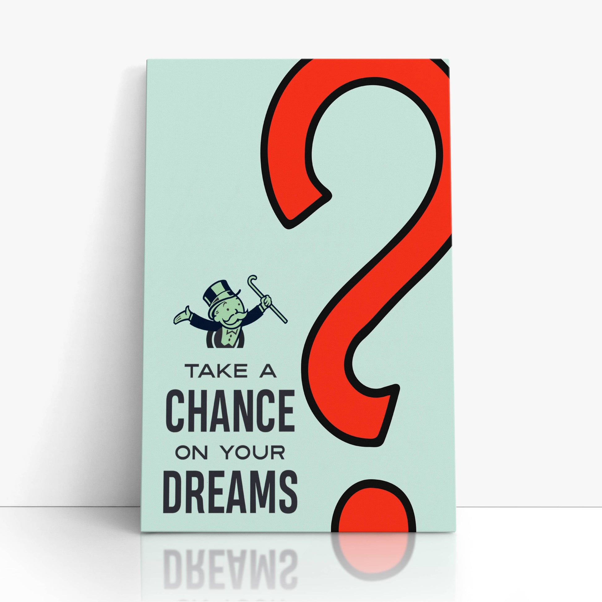 RYCANVAS Take A Chance On Your Dreams Motivational Canvas Wall Art - Office Millionaire Pop Art Alec Monopoly Decor