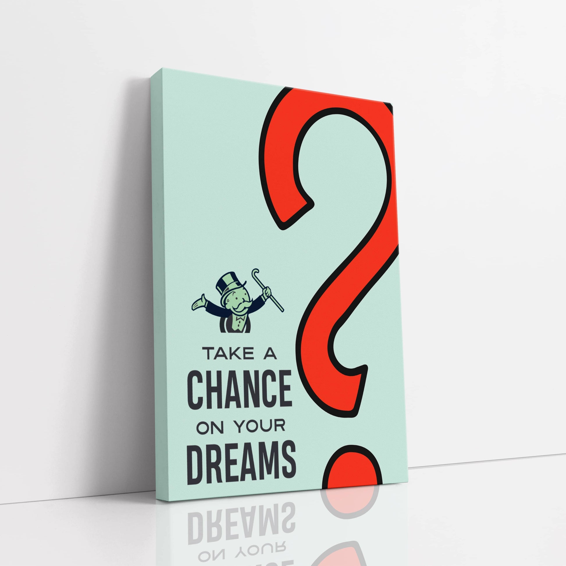 RYCANVAS Take A Chance On Your Dreams Motivational Canvas Wall Art - Office Millionaire Pop Art Alec Monopoly Decor