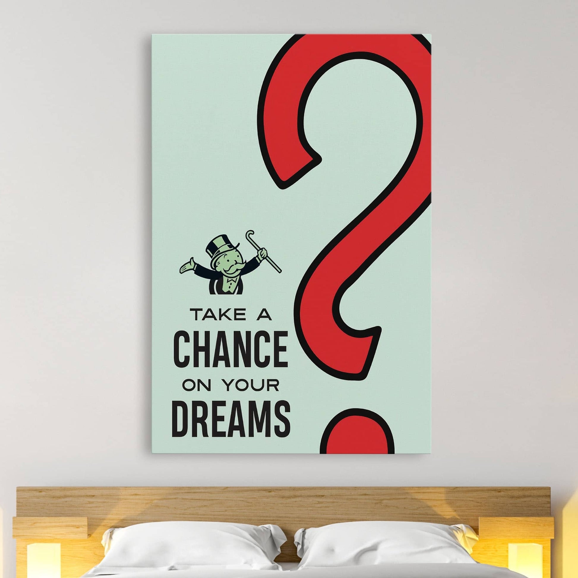 RYCANVAS Take A Chance On Your Dreams Motivational Canvas Wall Art - Office Millionaire Pop Art Alec Monopoly Decor