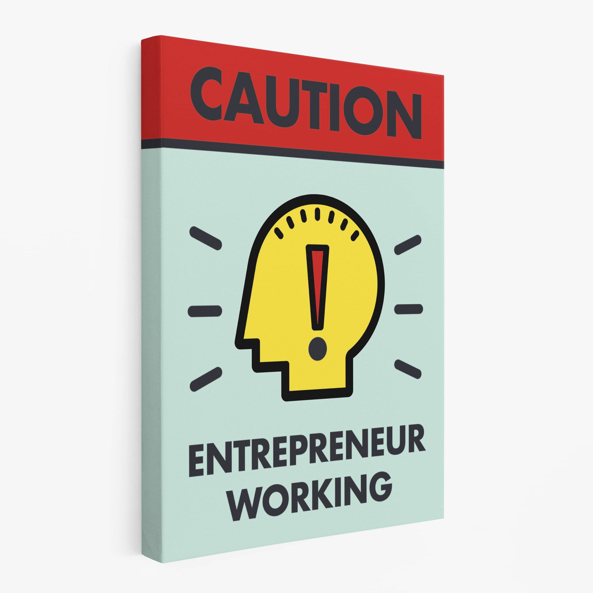 RYCANVAS Caution Entrepreneur Working Motivational Canvas Wall Art - Office Millionaire Pop Art Alec Monopoly Decor