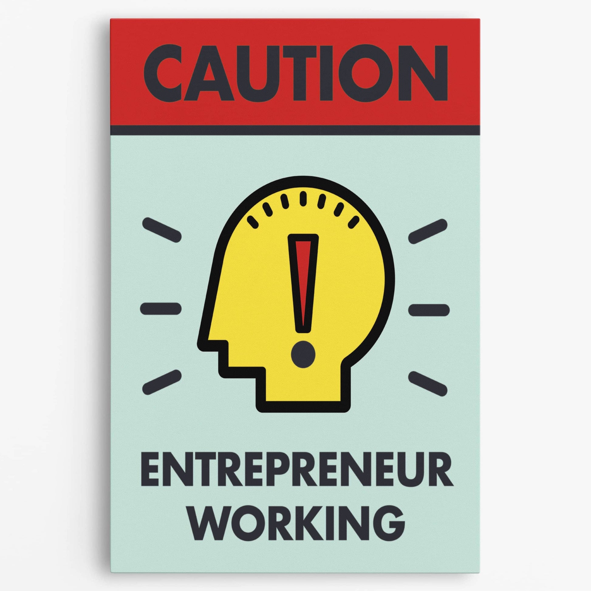 RYCANVAS Caution Entrepreneur Working Motivational Canvas Wall Art - Office Millionaire Pop Art Alec Monopoly Decor