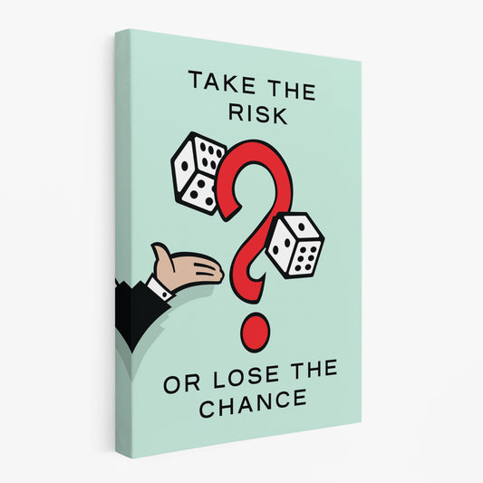 RYCANVAS Take The Risk Or Lose The Chance Motivational Canvas Wall Art - Office Millionaire Pop Art Alec Monopoly Decor