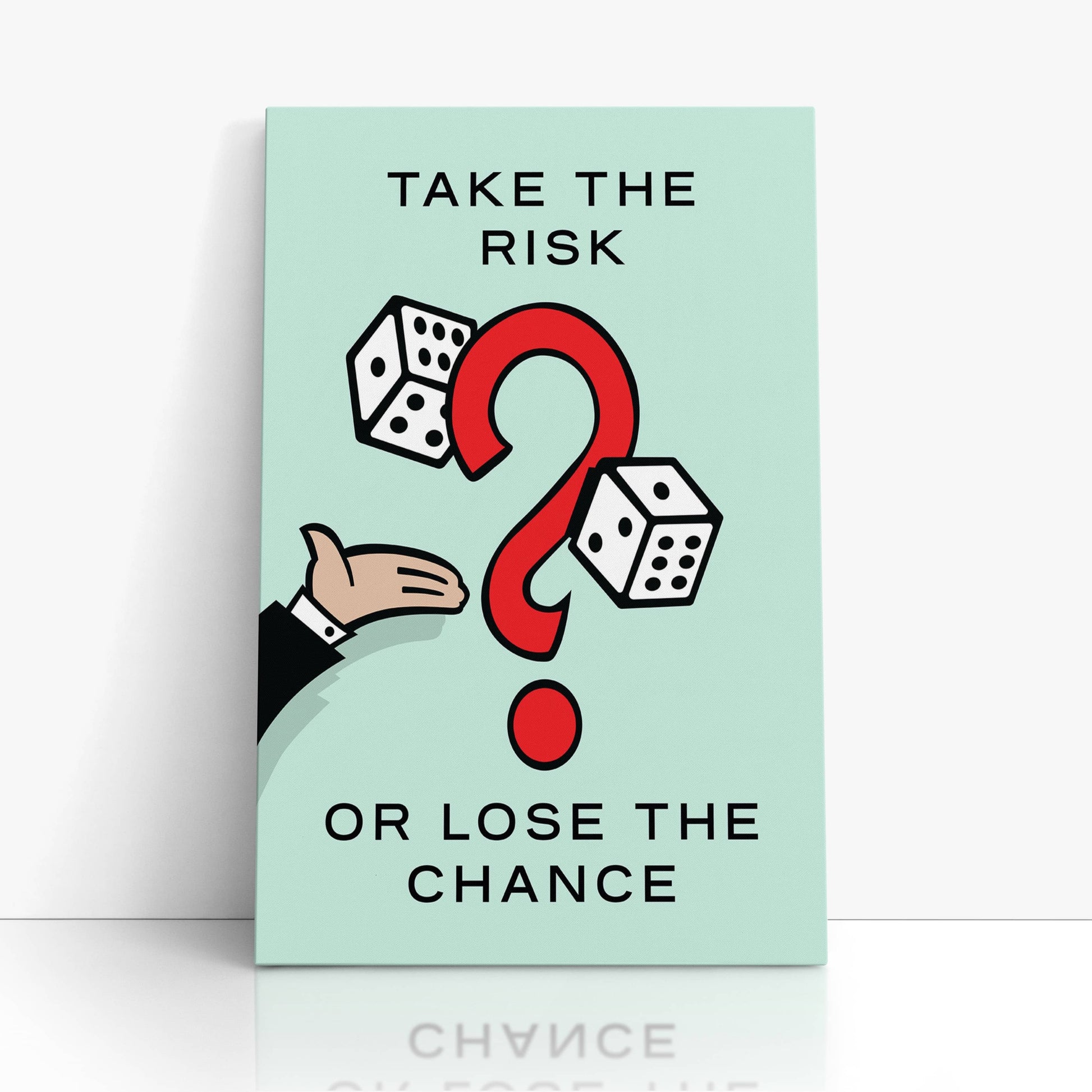 RYCANVAS Take The Risk Or Lose The Chance Motivational Canvas Wall Art - Office Millionaire Pop Art Alec Monopoly Decor